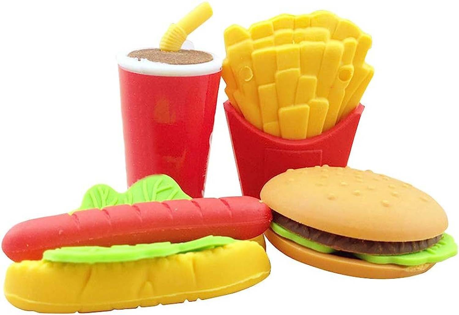 AncientKart Fancy Miniature Replica Burger Erasers Set of 4 Non-Toxic Eraser