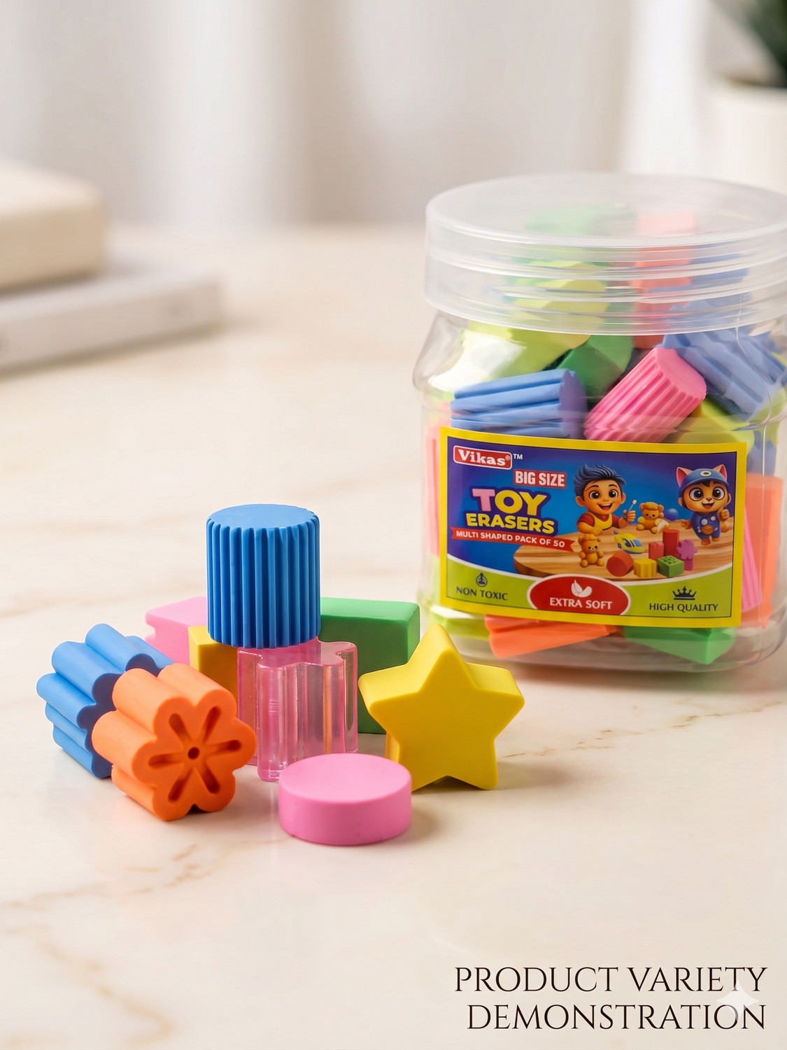 Image of Vikas Big Size Toy Erasers -Multi-Shaped, Non-Toxic Extra Soft Pencil Rubbers for Kids Non-Toxic Eraser
