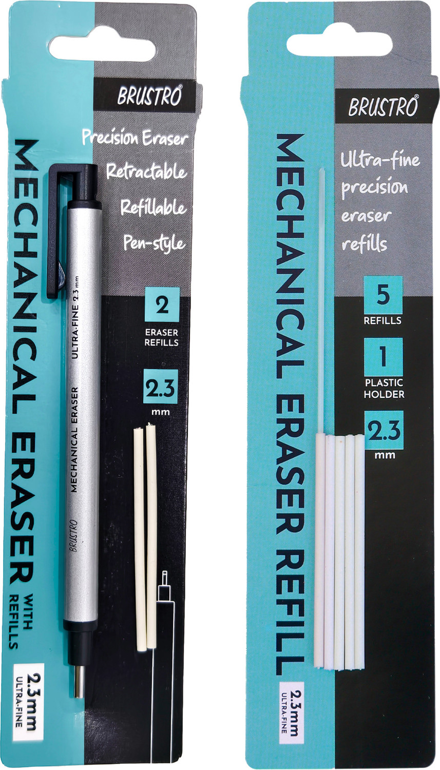 Image of BRuSTRO Mechanical Precision Retractable Zero Eraser with 5 Refills and 1 Plastic Holder Non-Toxic Eraser