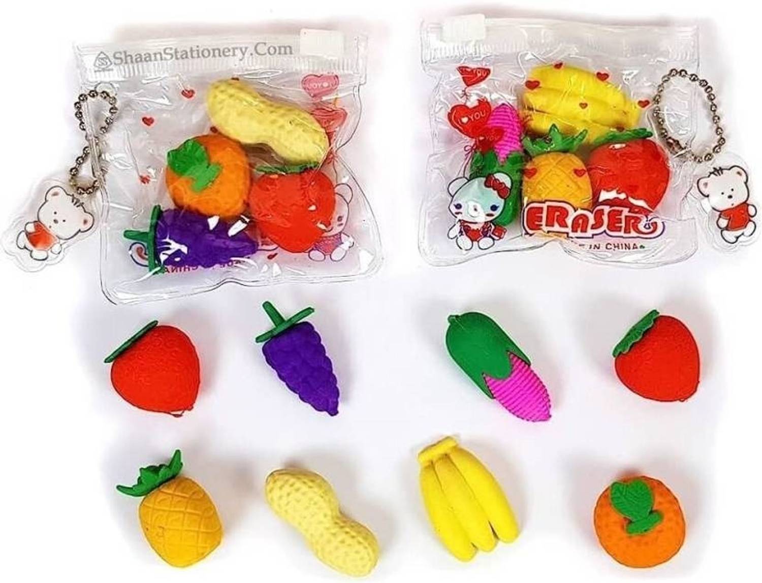 NIVO 2 Packets of Cute Eraser Fruit Style Eraser Set Non-Toxic Eraser