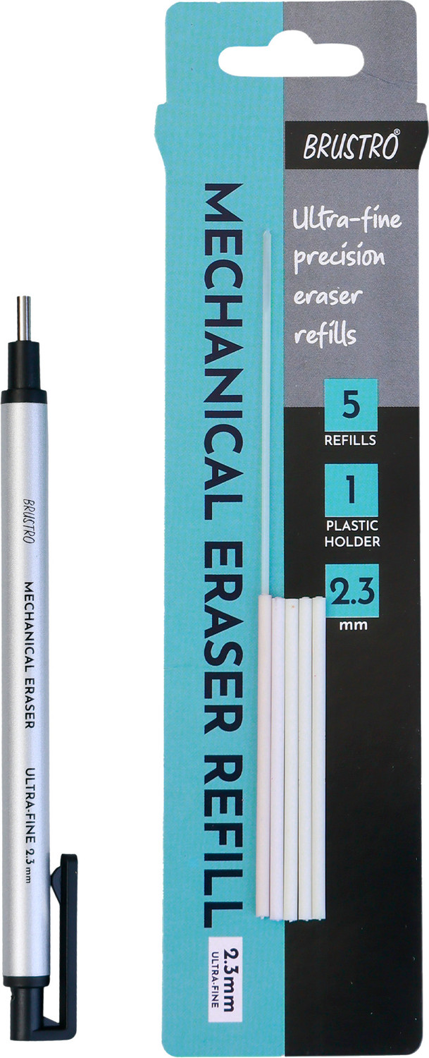 Image of BRuSTRO Mechanical Precision Retractable Zero Eraser with 5 Refills and 1 Plastic Holder Non-Toxic Eraser