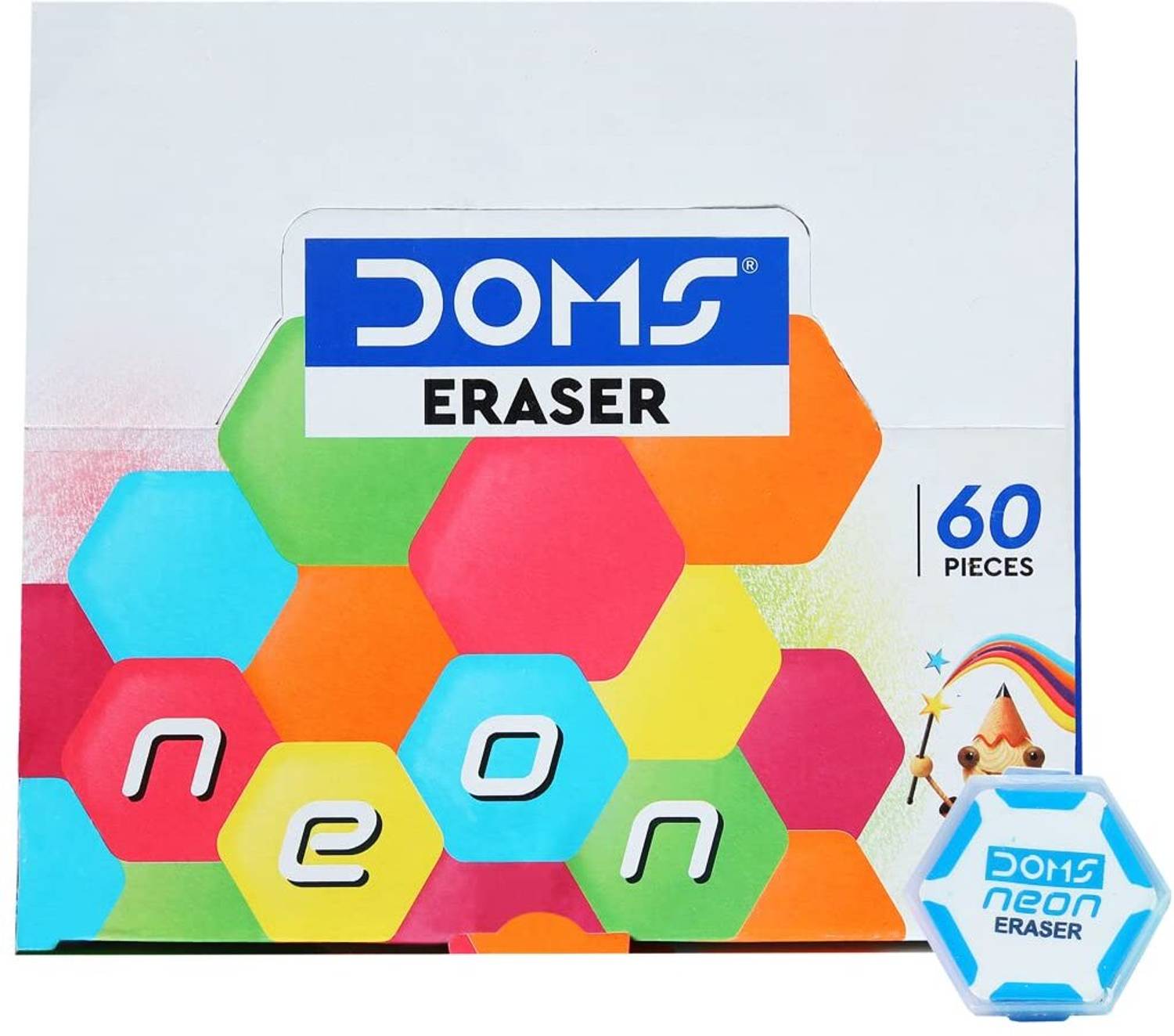 Flipkart.com | DOMS Neon Hex Dust Free Eraser ( Set of 60 pcs