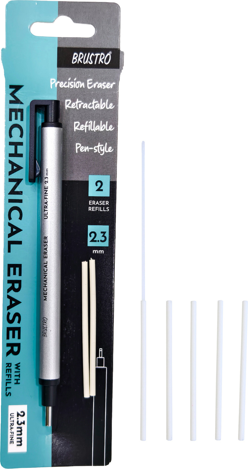 Image of BRuSTRO Mechanical Precision Retractable Zero Eraser with 5 Refills and 1 Plastic Holder Non-Toxic Eraser