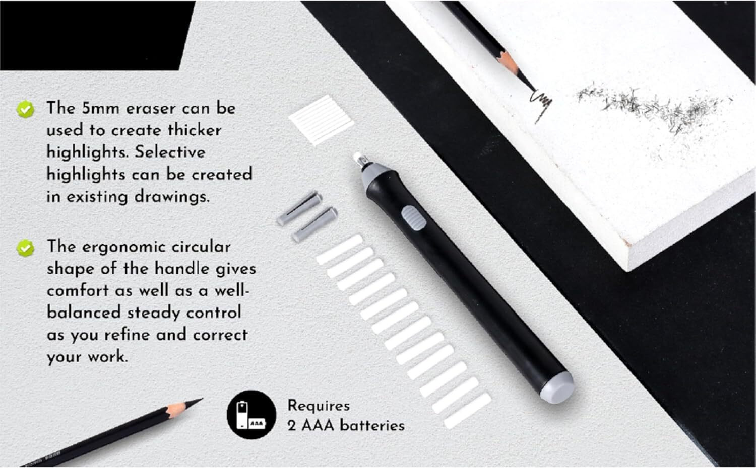 Image of Shivom Electric Eraser with 22 Refills | Automatic Pencil Sketching Non-Toxic Eraser