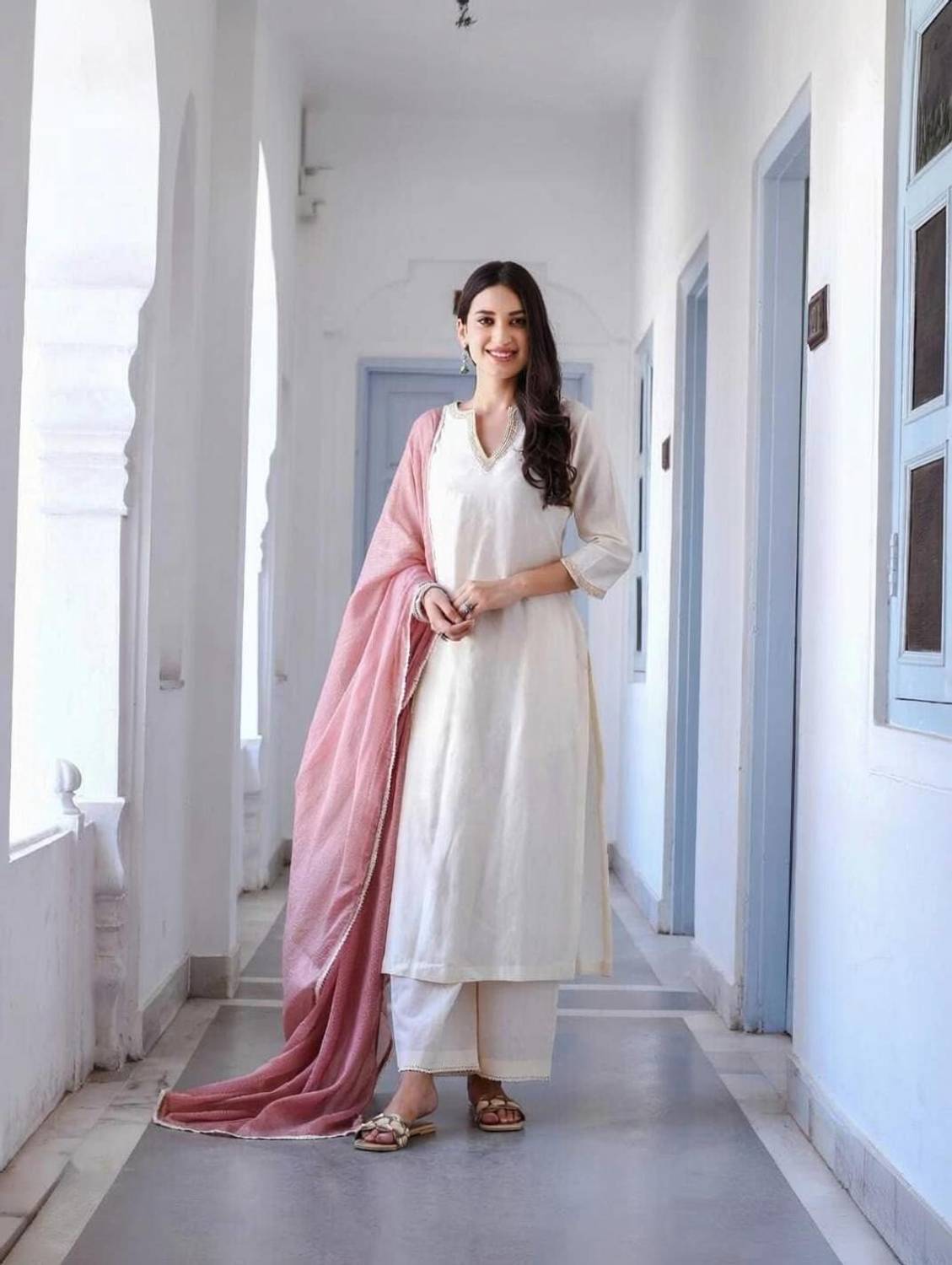 Barth Self Design, Embellished Kurta, Salwar & Dupatta Set