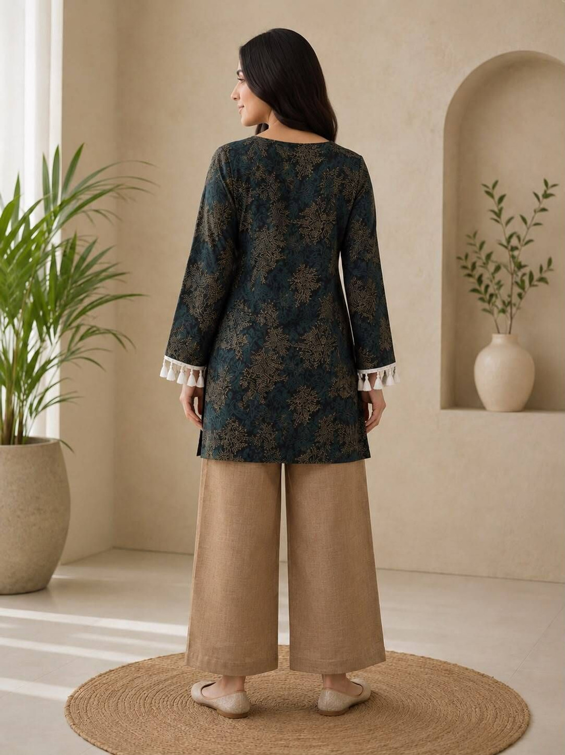 Image of SARIM TEXTILE Women Kurti Palazzo Set