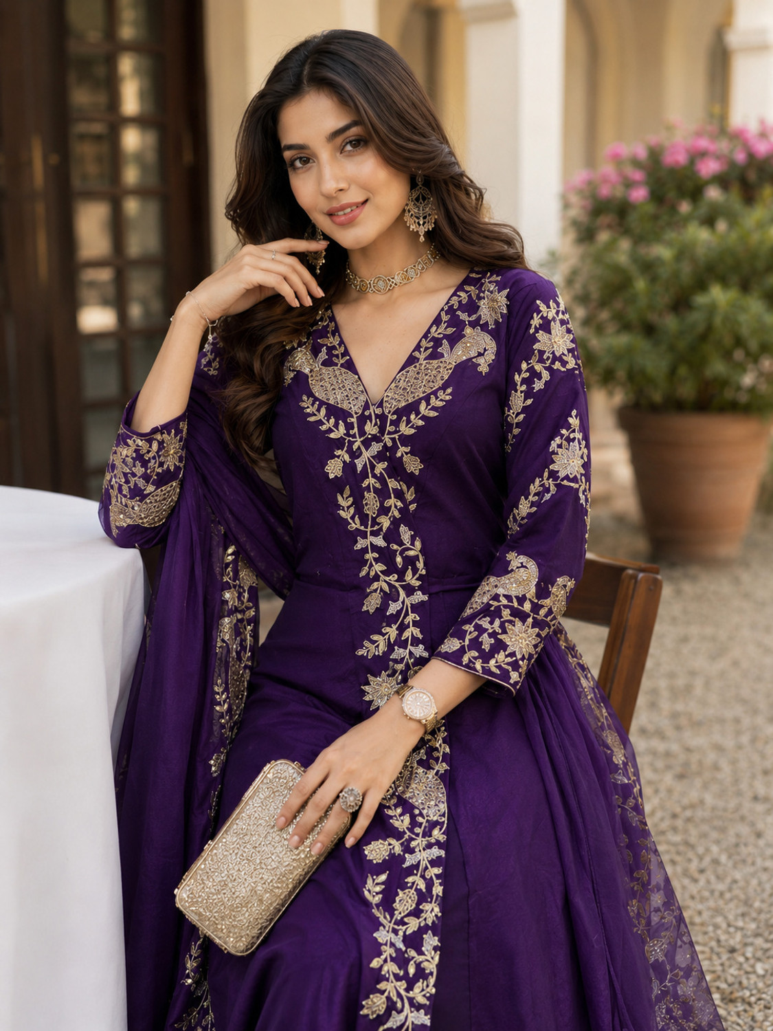 Image of Arriva Fab Women Pure Silk Kurta Palazzo Dupatta Set