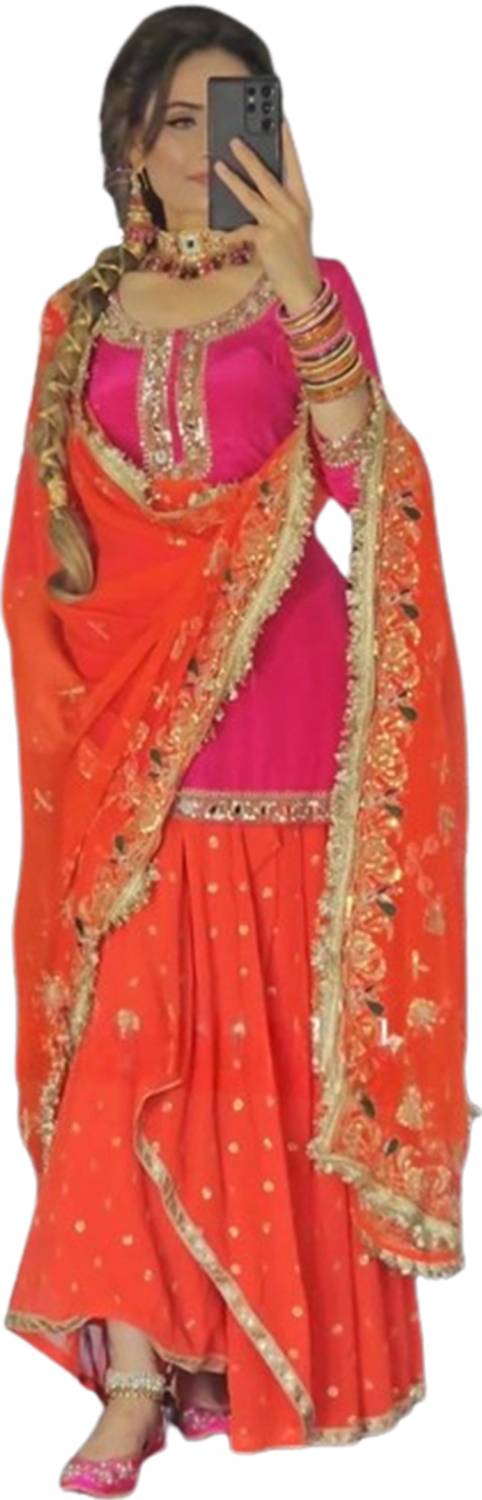 ADOLTEXTILE Embroidered Stitched Lehenga & Crop Top