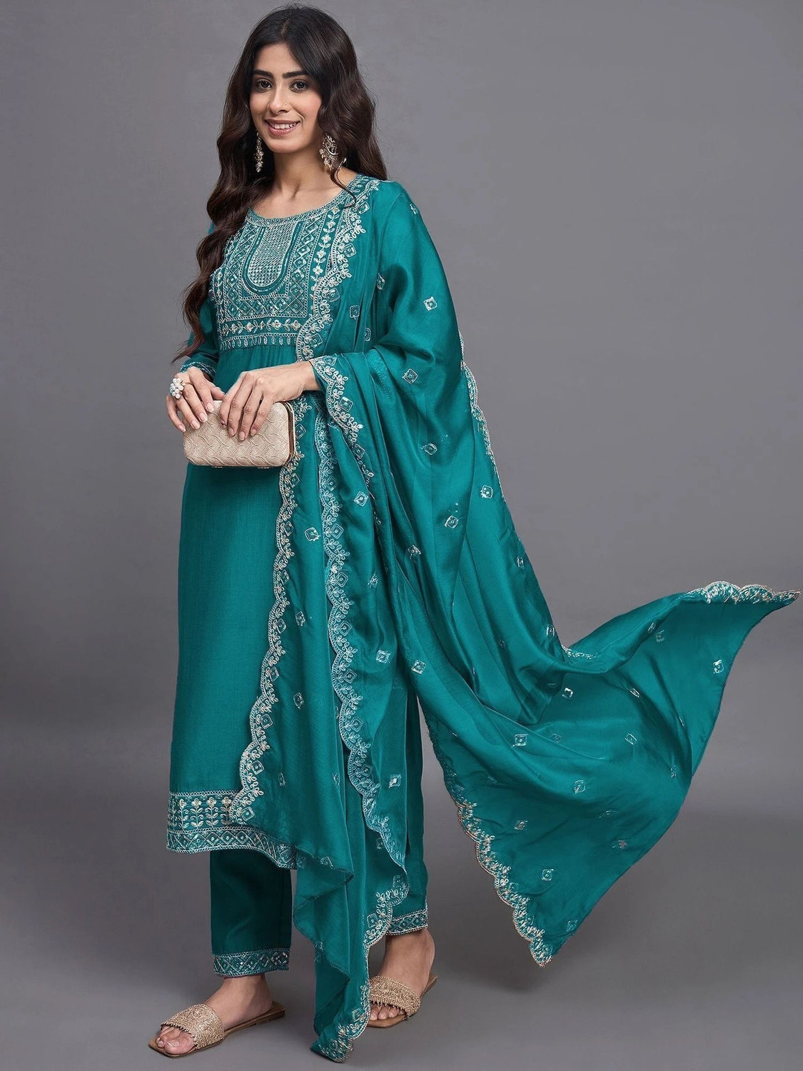 Image of Pink She Women Kurta Pant Dupatta Set
