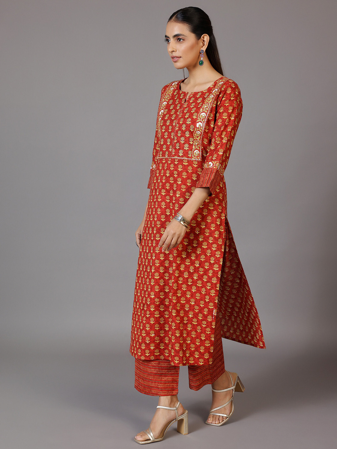 Image of LIBAS Women Kurta Palazzo Dupatta Set