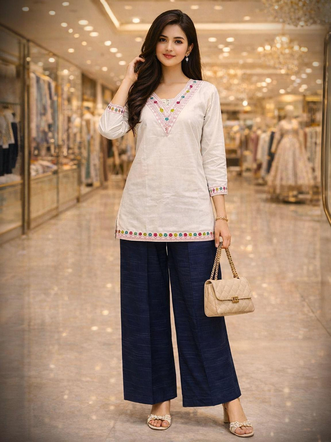 Image of Fabricana Women Kurti Palazzo Set