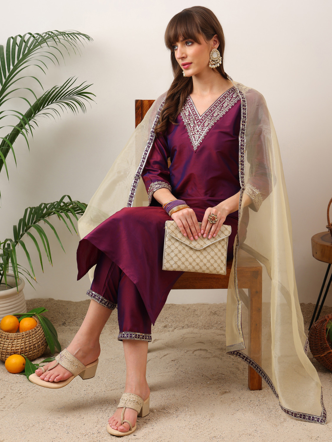 Image of FabFairy Women Kurta Pant Dupatta Set
