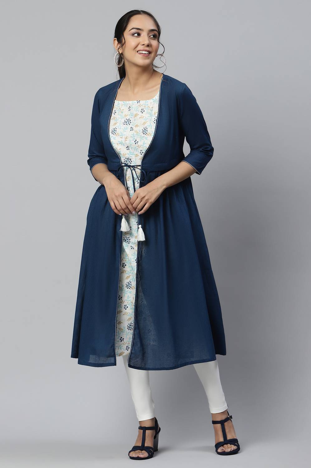 Aurelia Women Pure Cotton Kurta Ethnic Jacket Set