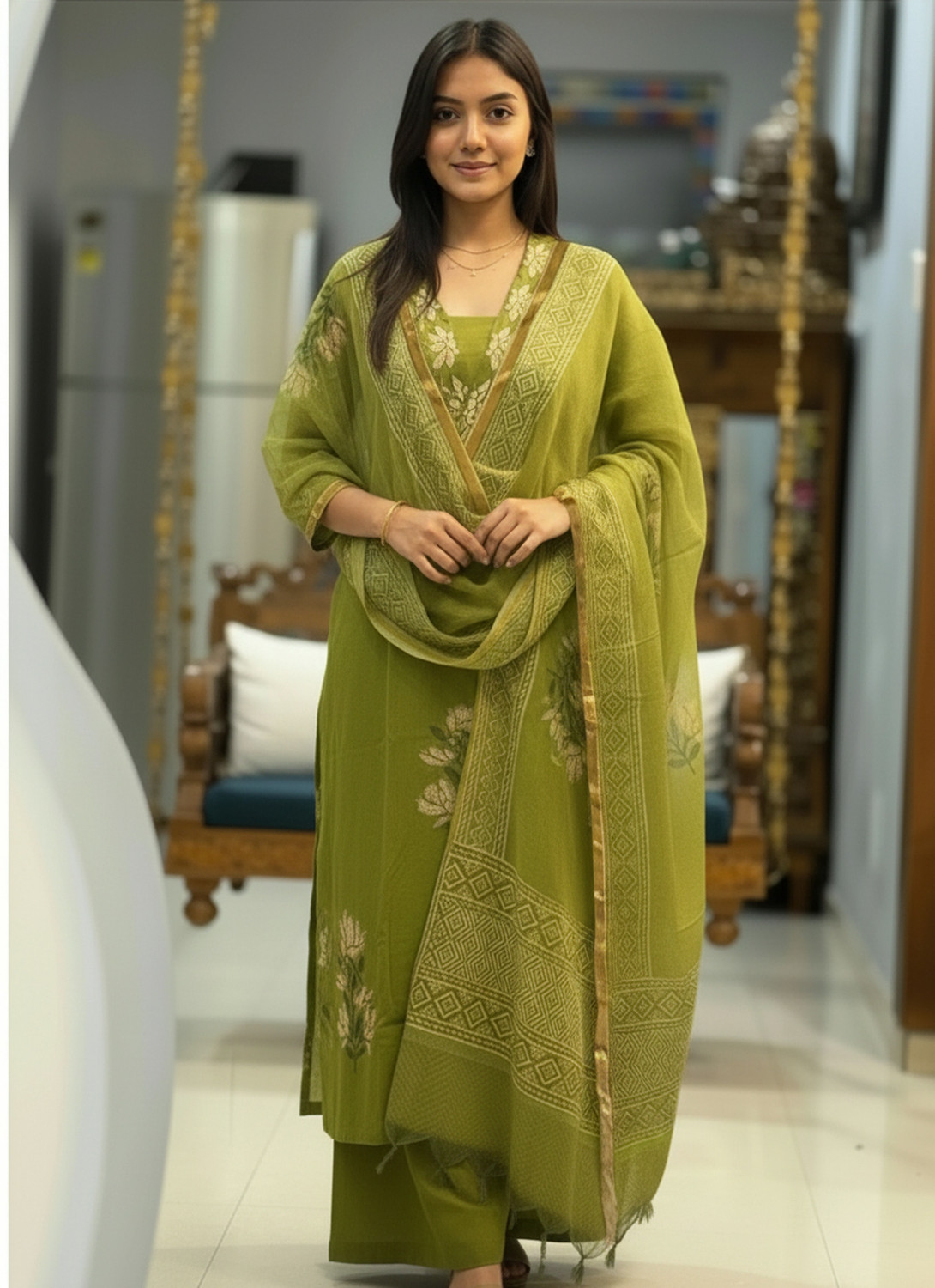 Image of Divastri Women Kurti Palazzo Dupatta Set