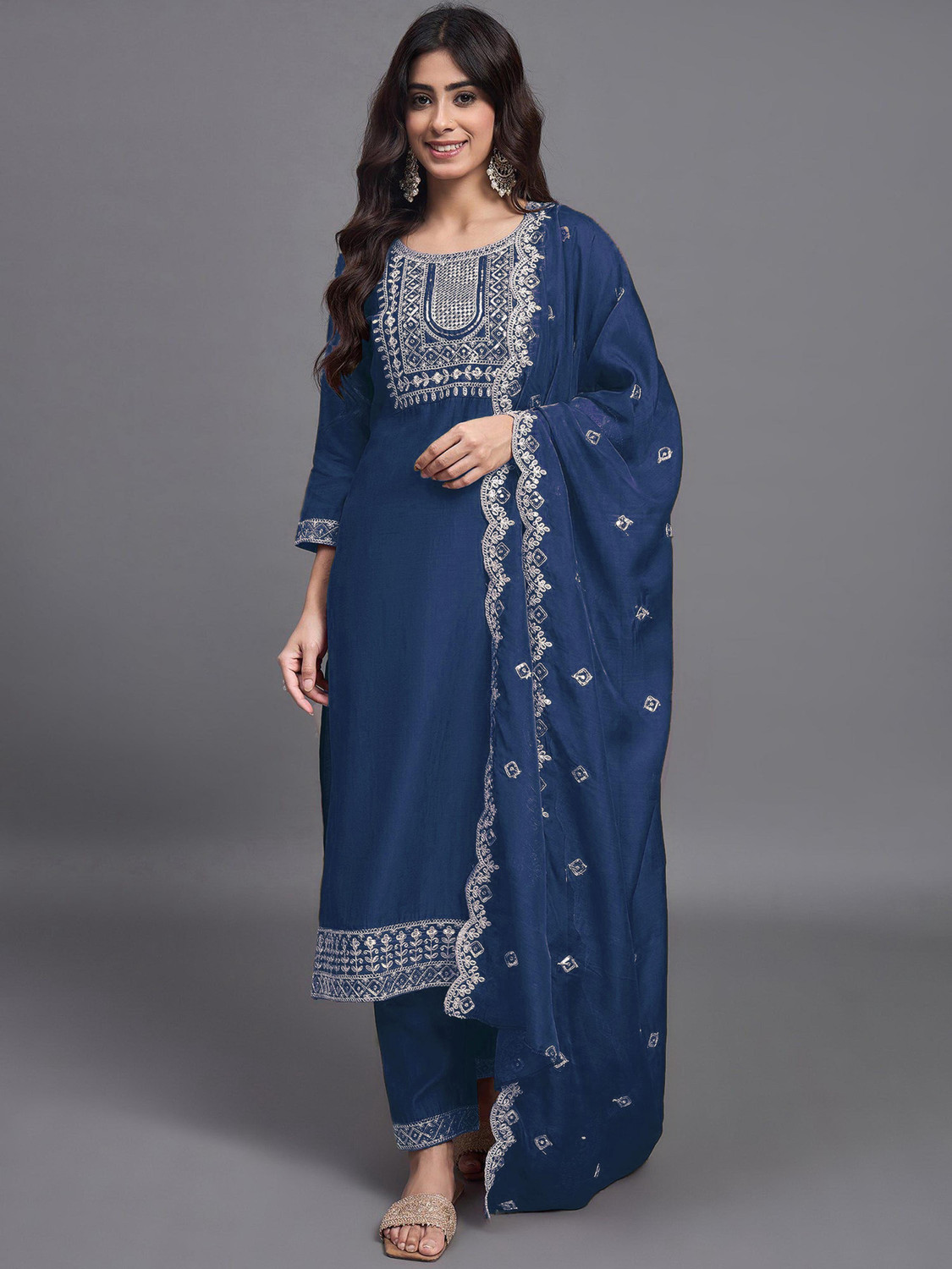 Image of Shree Ramkrishna Fab Women Kurti Pant Dupatta Set