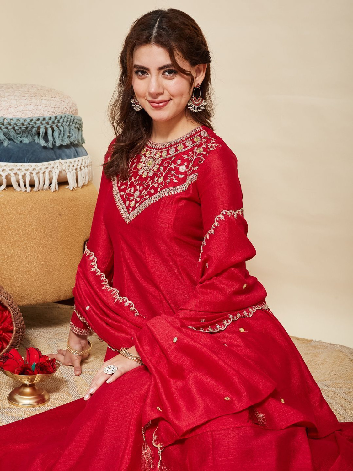 Image of MOKOSH Women Kurta Pant Dupatta Set