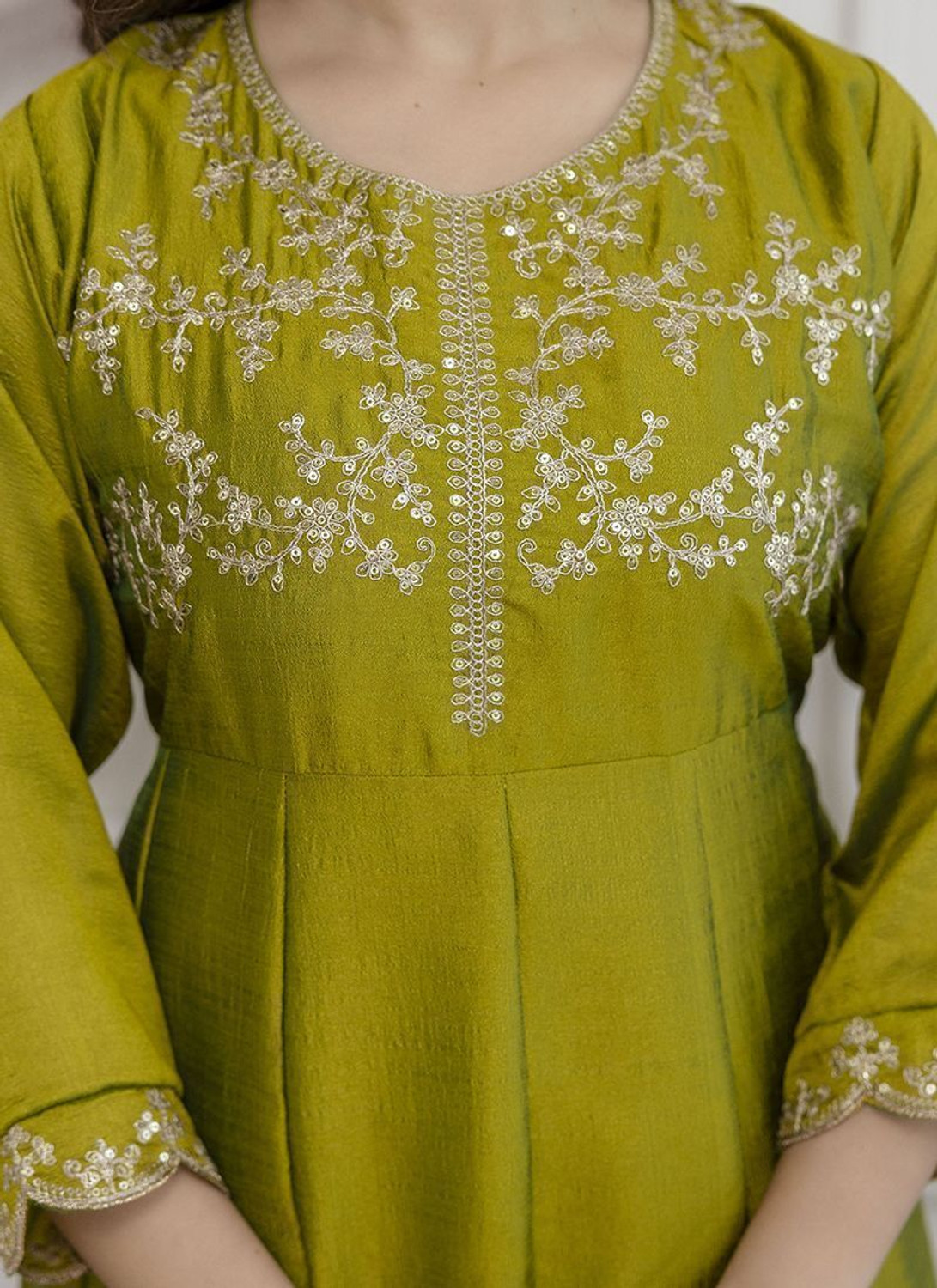 Image of KALKI COLLECTION Embroidered Anarkali Kurta, Bottom & Dupatta Set