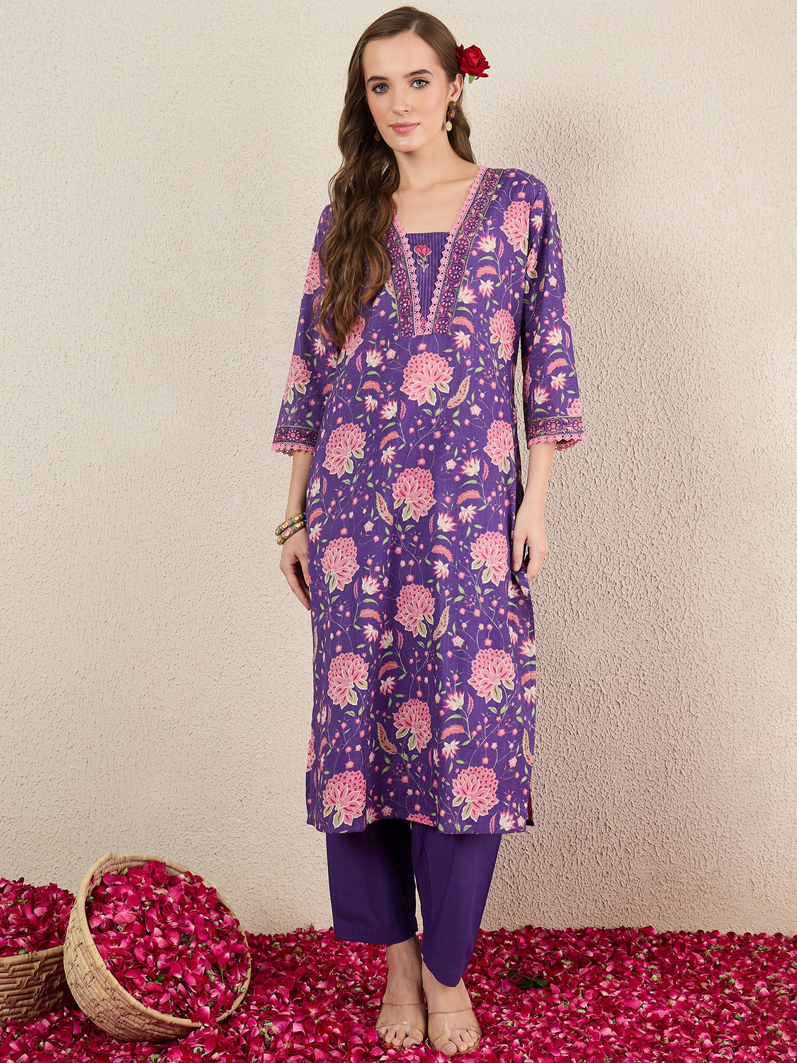 Image of Indo Era Women Kurta Pant Dupatta Set