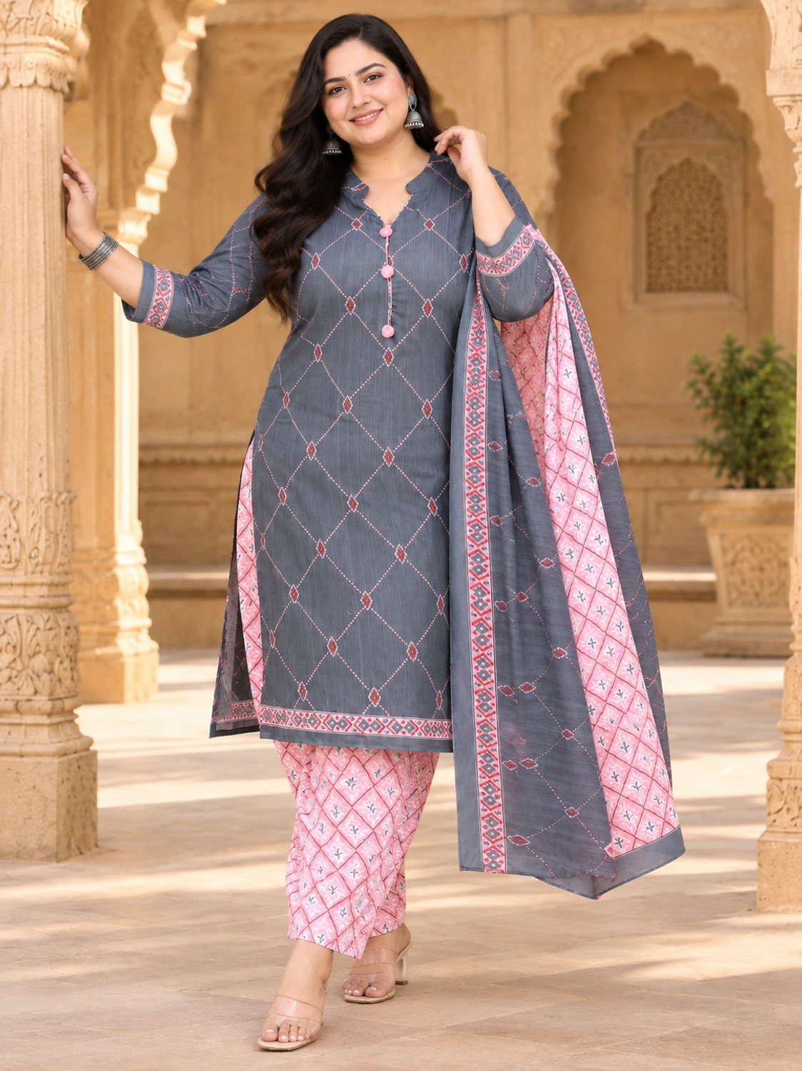 Image of Merira Women Cotton Blend Kurta Patiala Dupatta Set