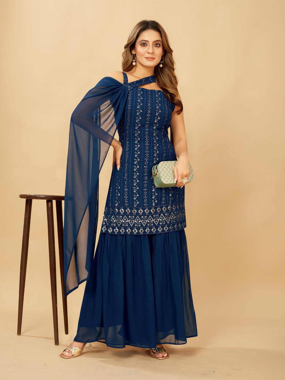 Image of PARROT ENTERPRISE Women Kurta Sharara Dupatta Set