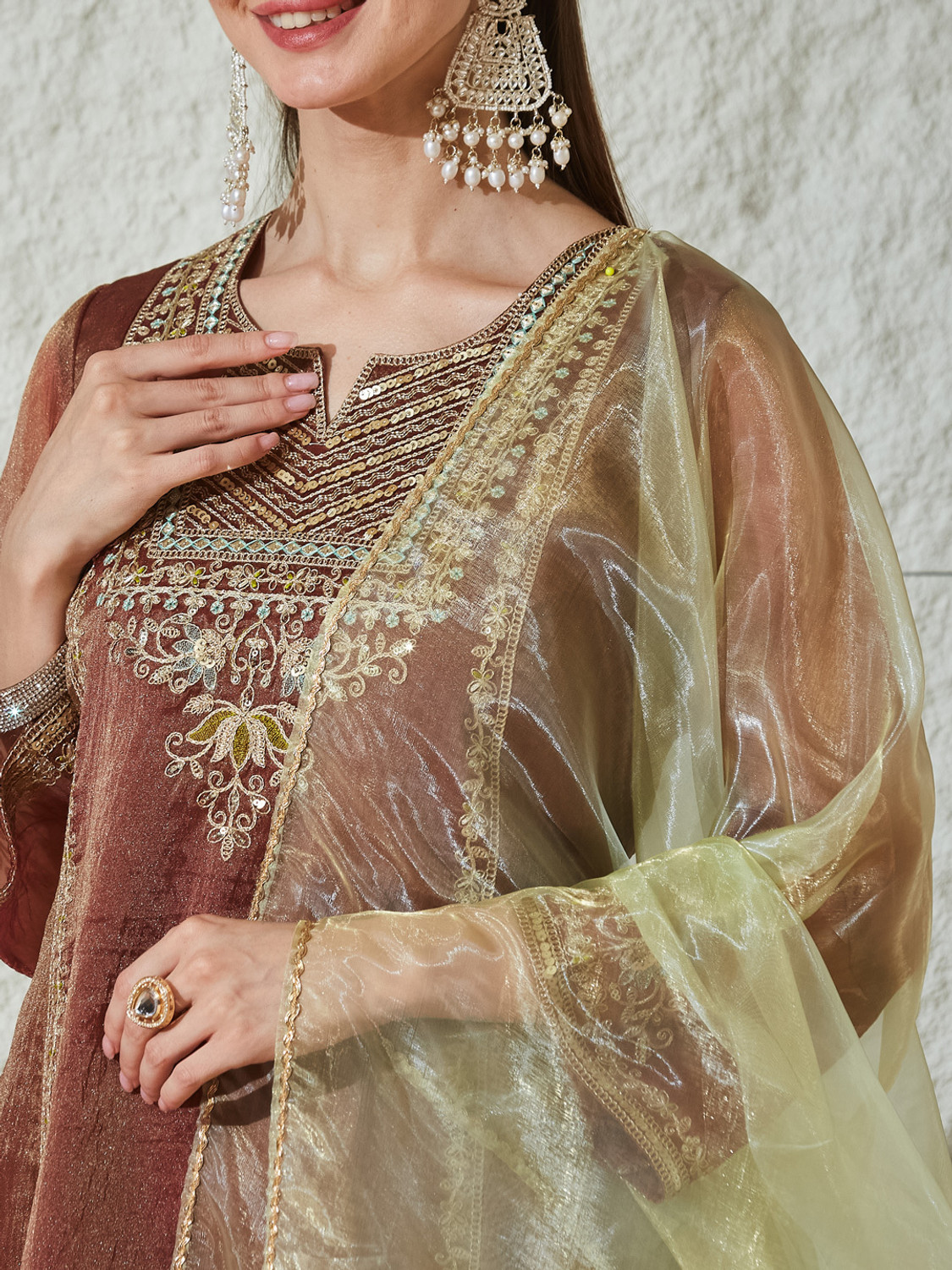 Image of MOKOSH Women Kurta Palazzo Dupatta Set