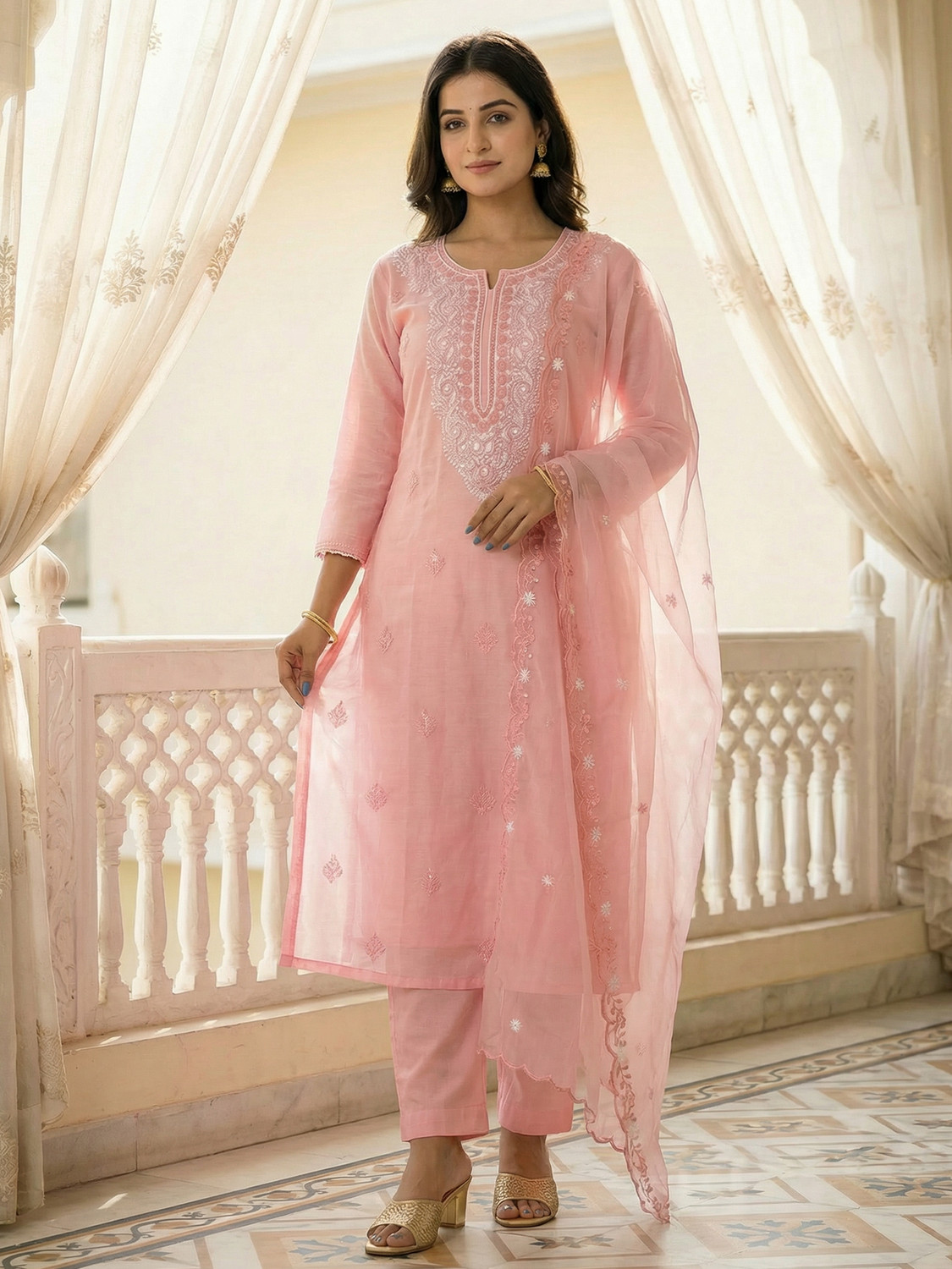 Image of Indo Era Women Kurta Pant Dupatta Set