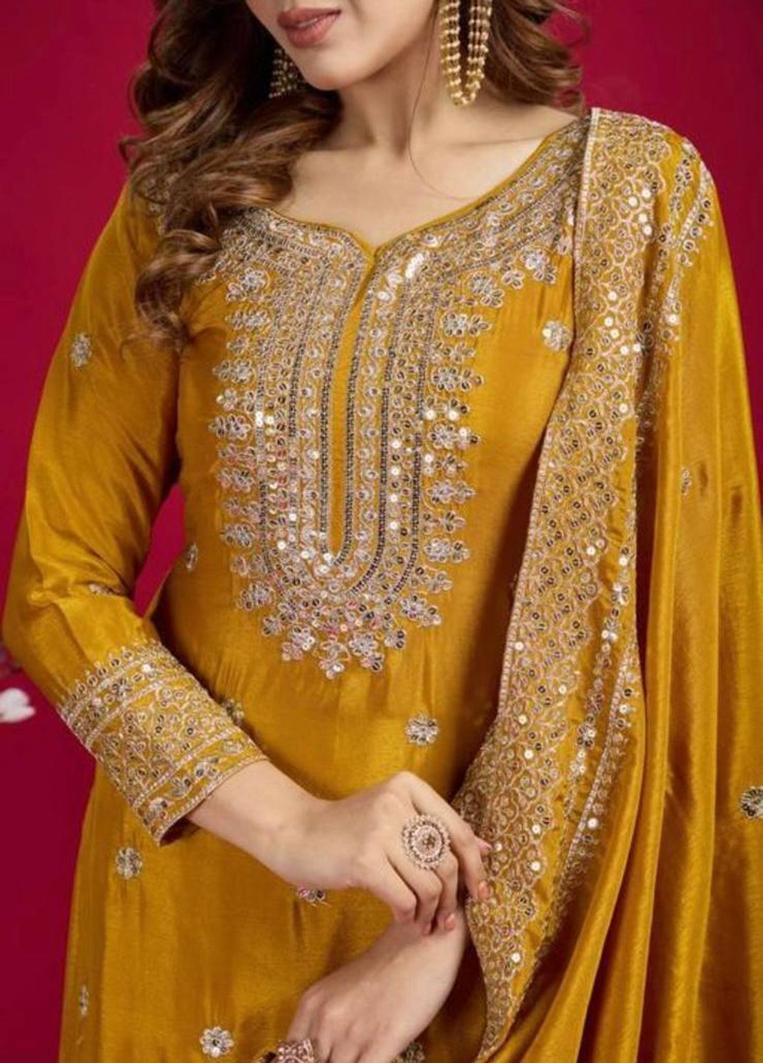 Image of NIDHI SEQUENCE Women Ethnic Top Sharara Dupatta Set