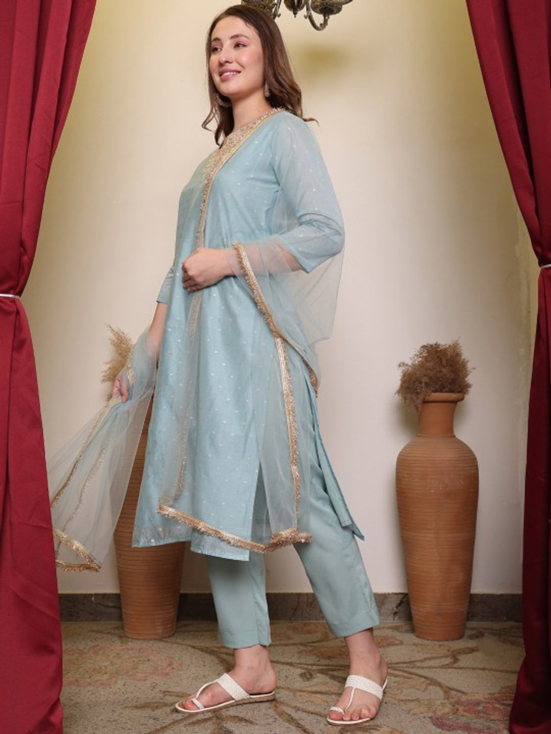Image of Keshia Women Kurta Pant Dupatta Set
