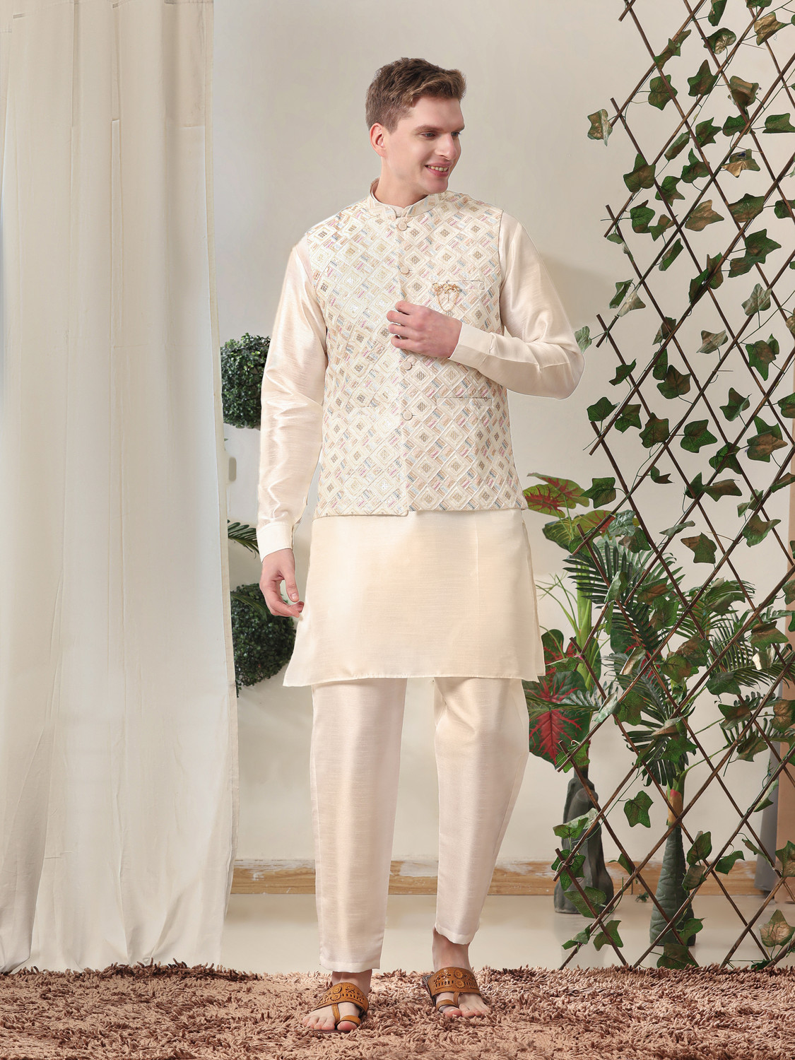 Image of PRO ETHIC Men Kurta Pant Ethnic Jacket Set