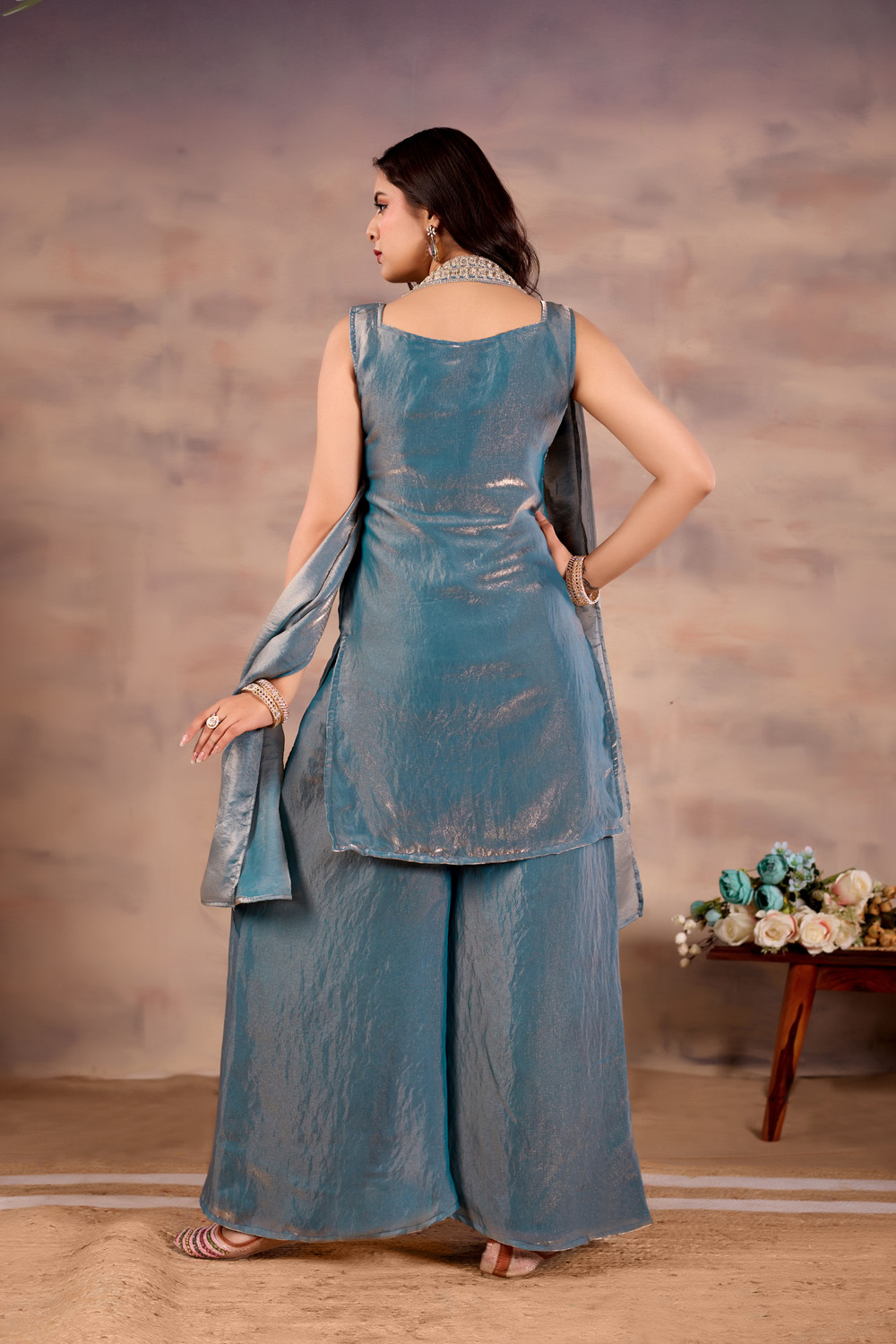 Image of CultureLooks Women Ethnic Top Sharara Dupatta Set