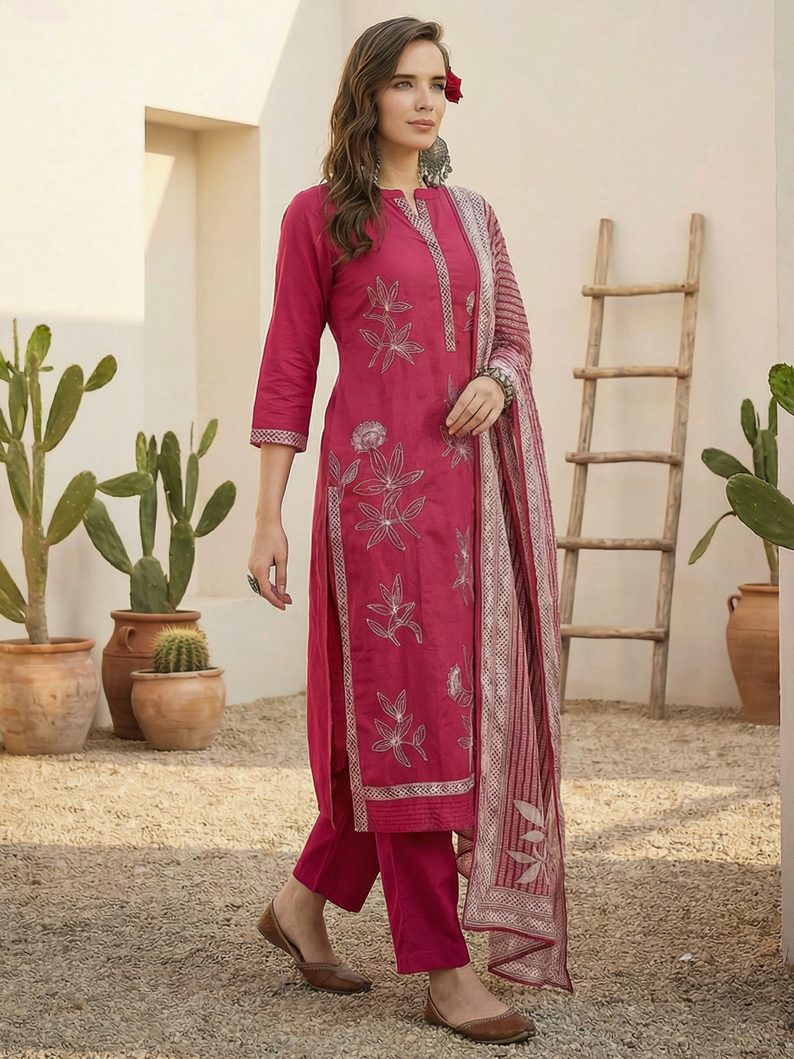 Image of Indo Era Women Kurta Pant Dupatta Set