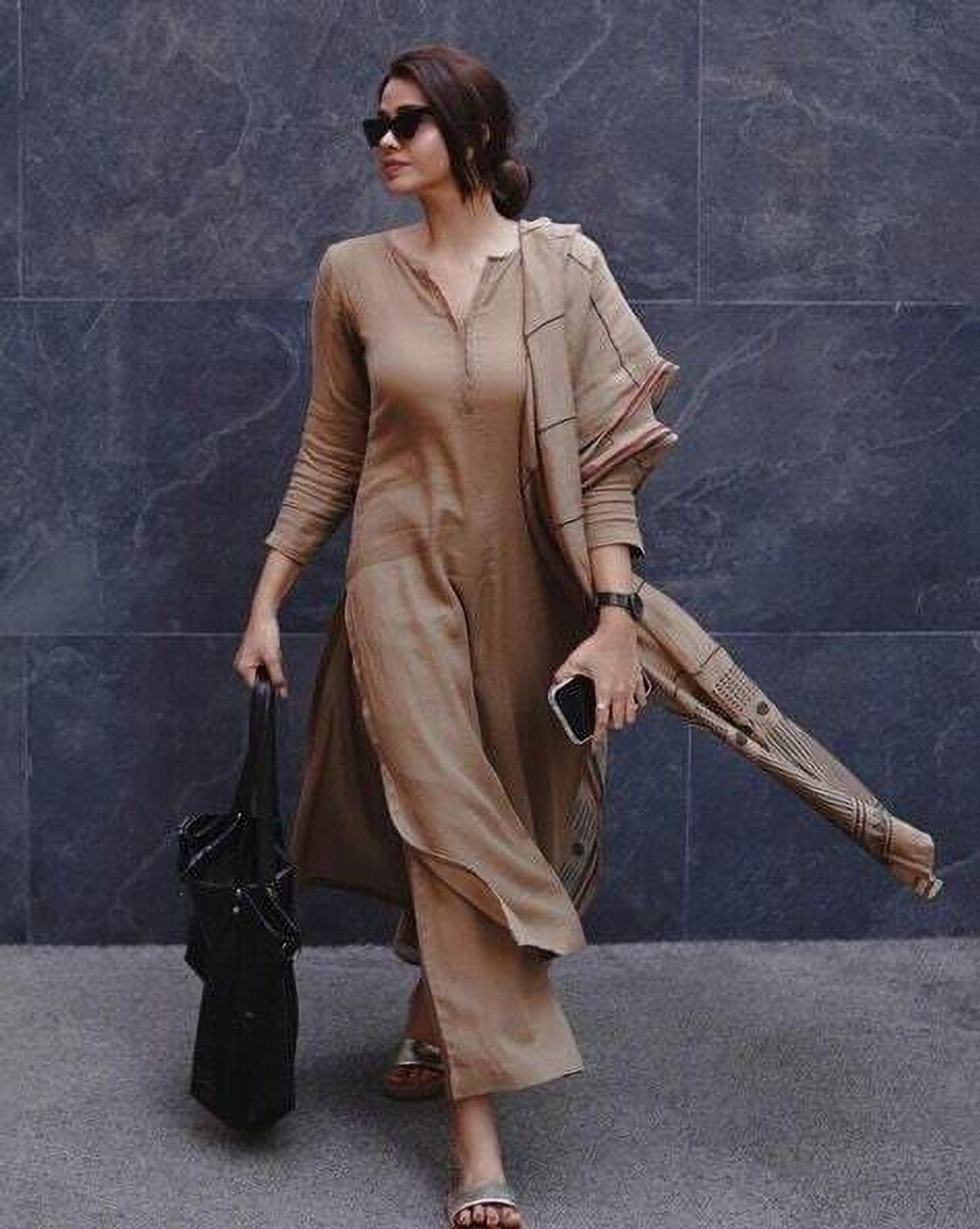 Image of PILUDI HOUSE Solid Kurta, Salwar & Dupatta Set
