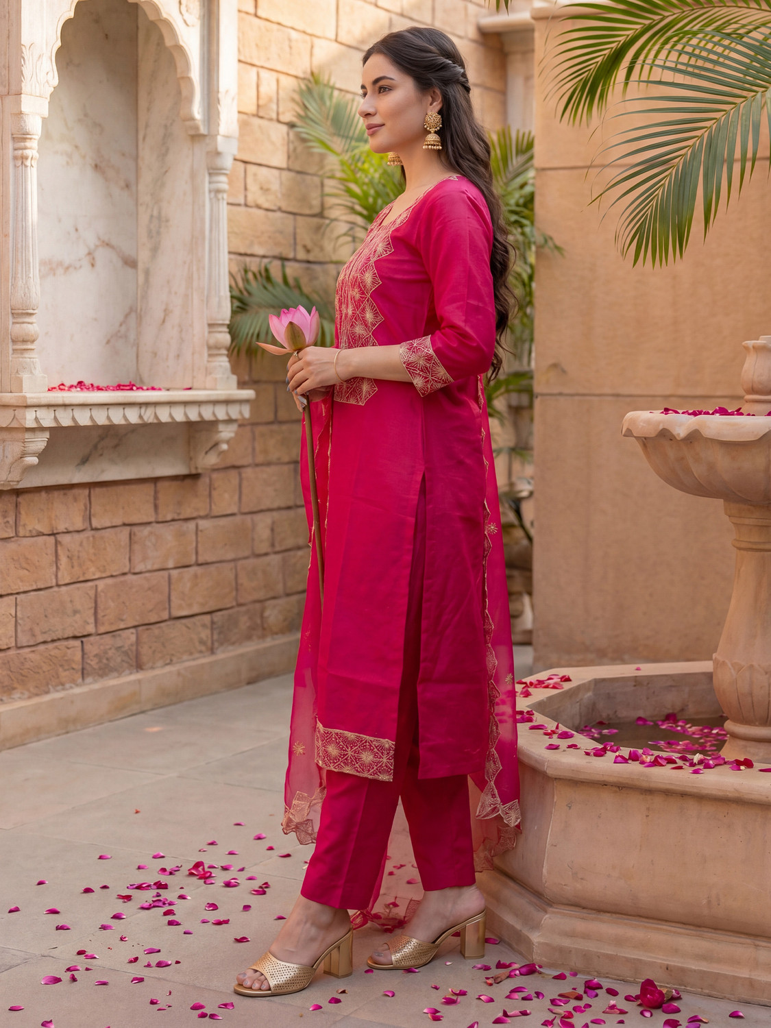 Image of Indo Era Women Kurta Pant Dupatta Set