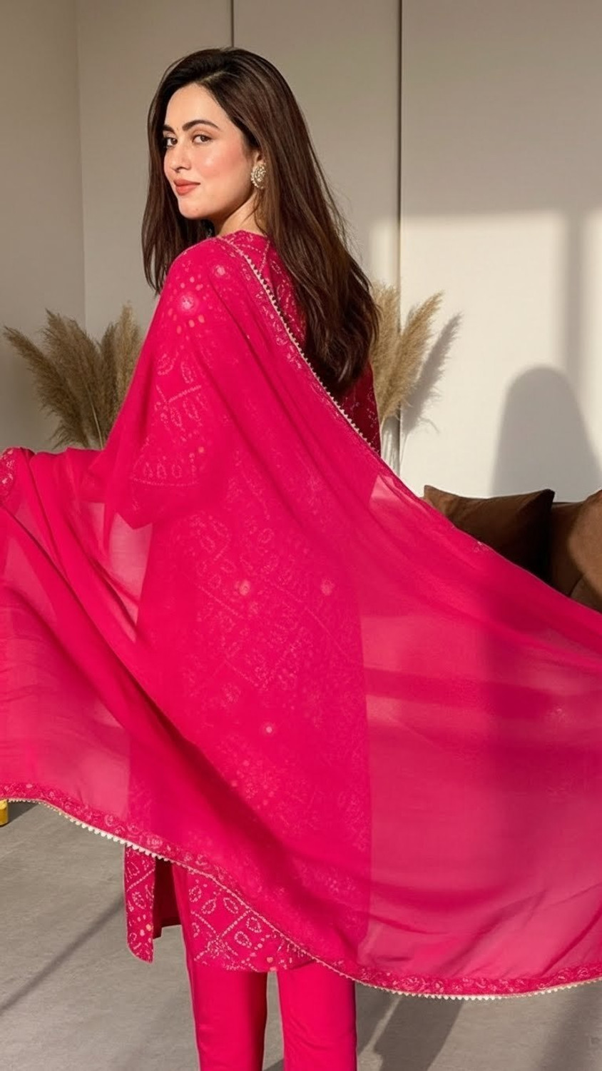 Image of RADHEY RADHEY SILK MILL Women Kurta Churidar Dupatta Set