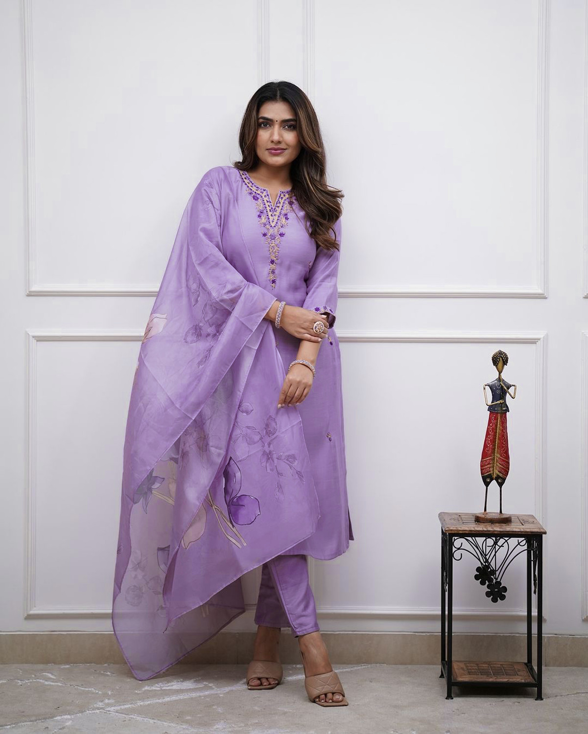 Image of Queen Botanixe Embroidered Kurta, Salwar & Dupatta Set