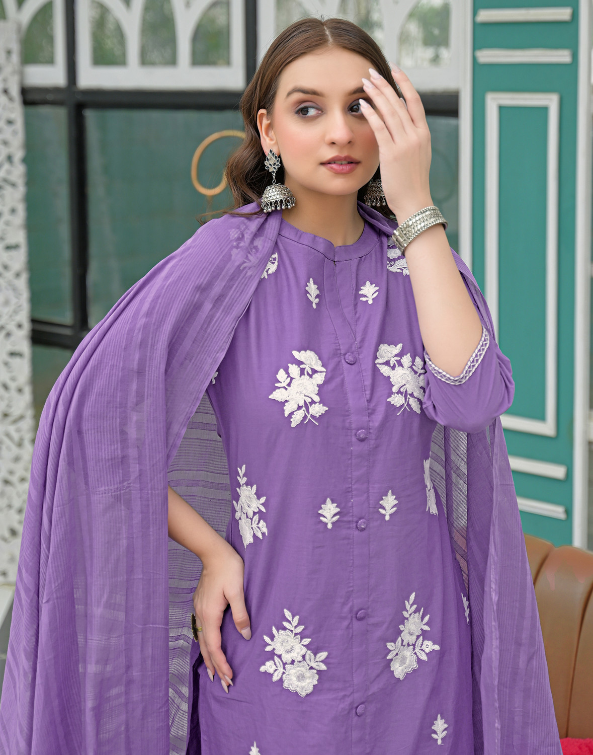 Image of Skylee Women Kurta Pant Dupatta Set