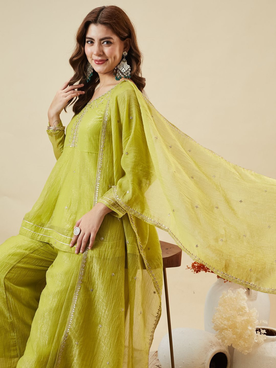 Image of MOKOSH Women Kurta Pant Dupatta Set