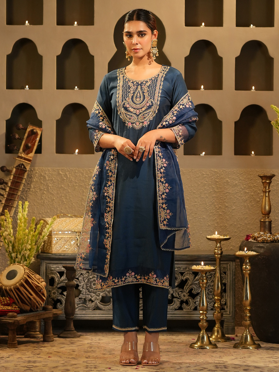 Image of Indo Era Women Kurta Pant Dupatta Set