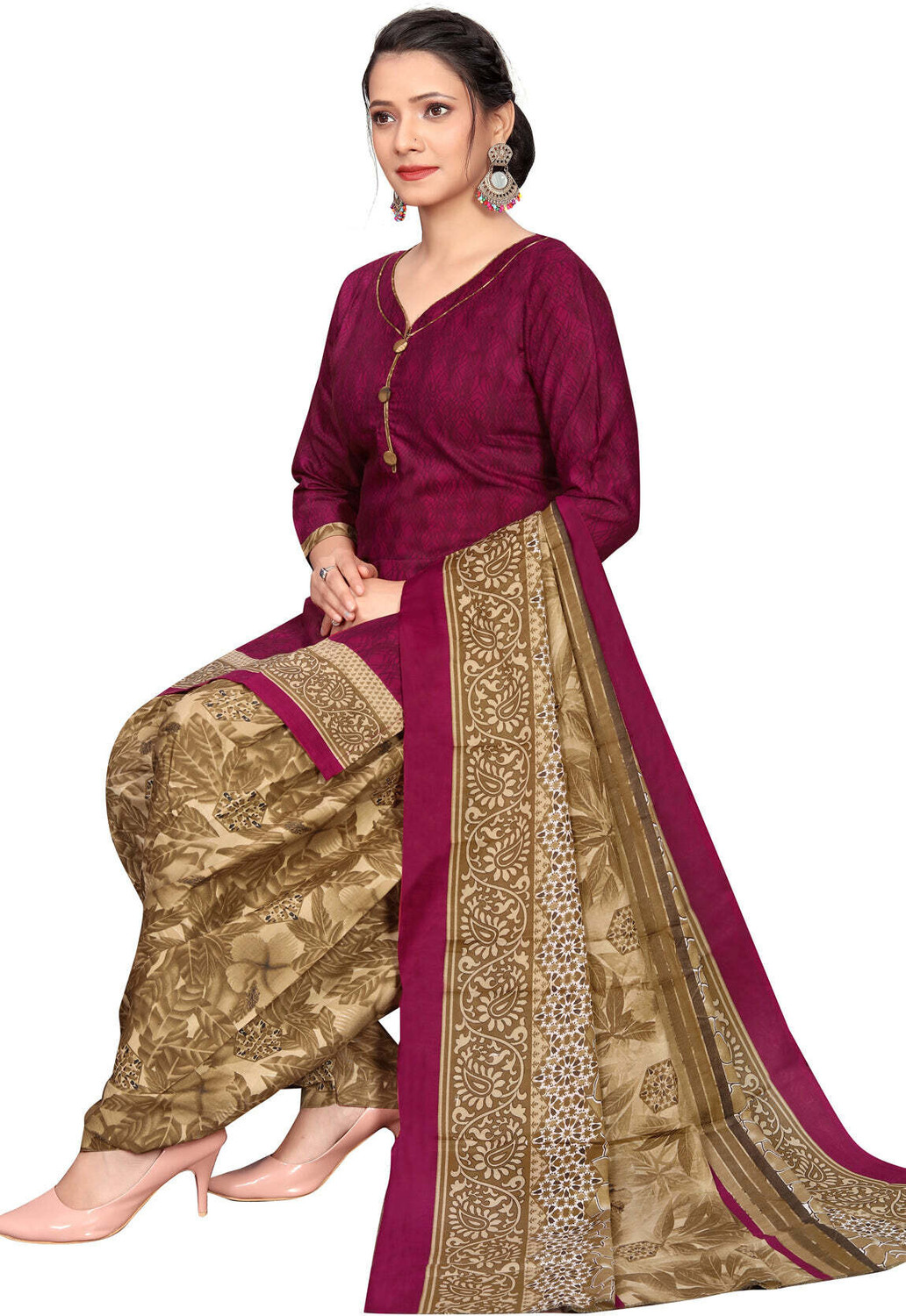 Image of Aaradhya Fashion Printed Kurta, Patiala & Dupatta Set