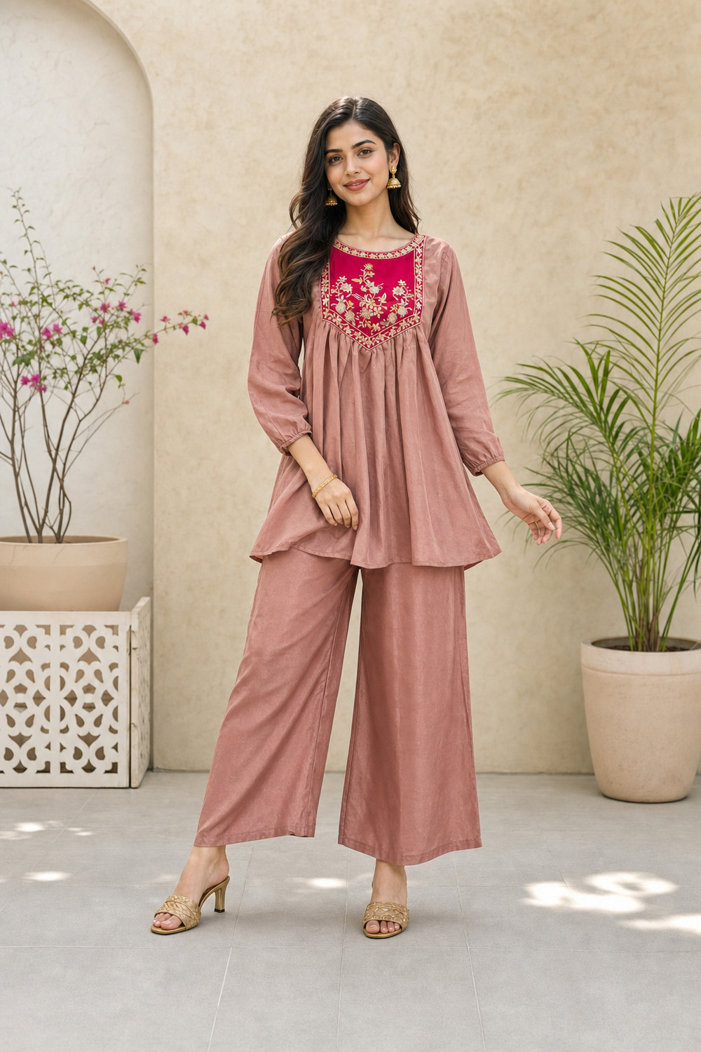 Image of KROLIANT Women Kurti Palazzo Set