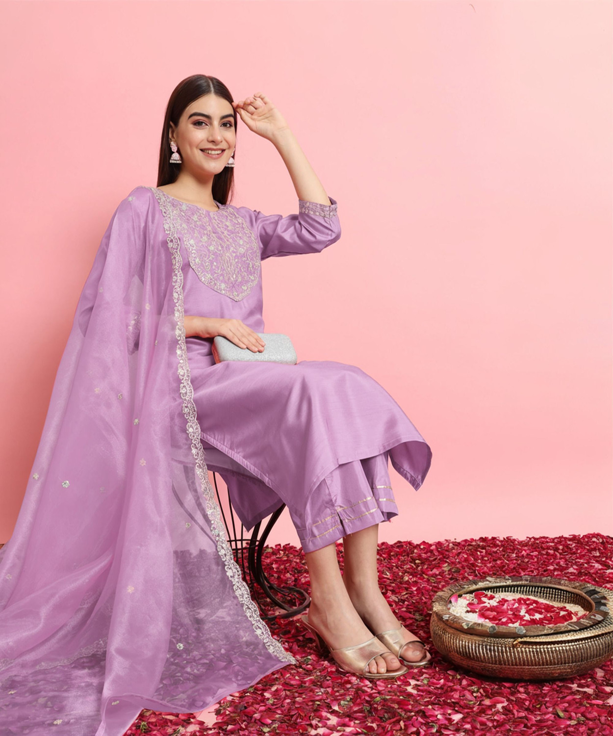 Image of VredeVogel Women Kurta Pant Dupatta Set
