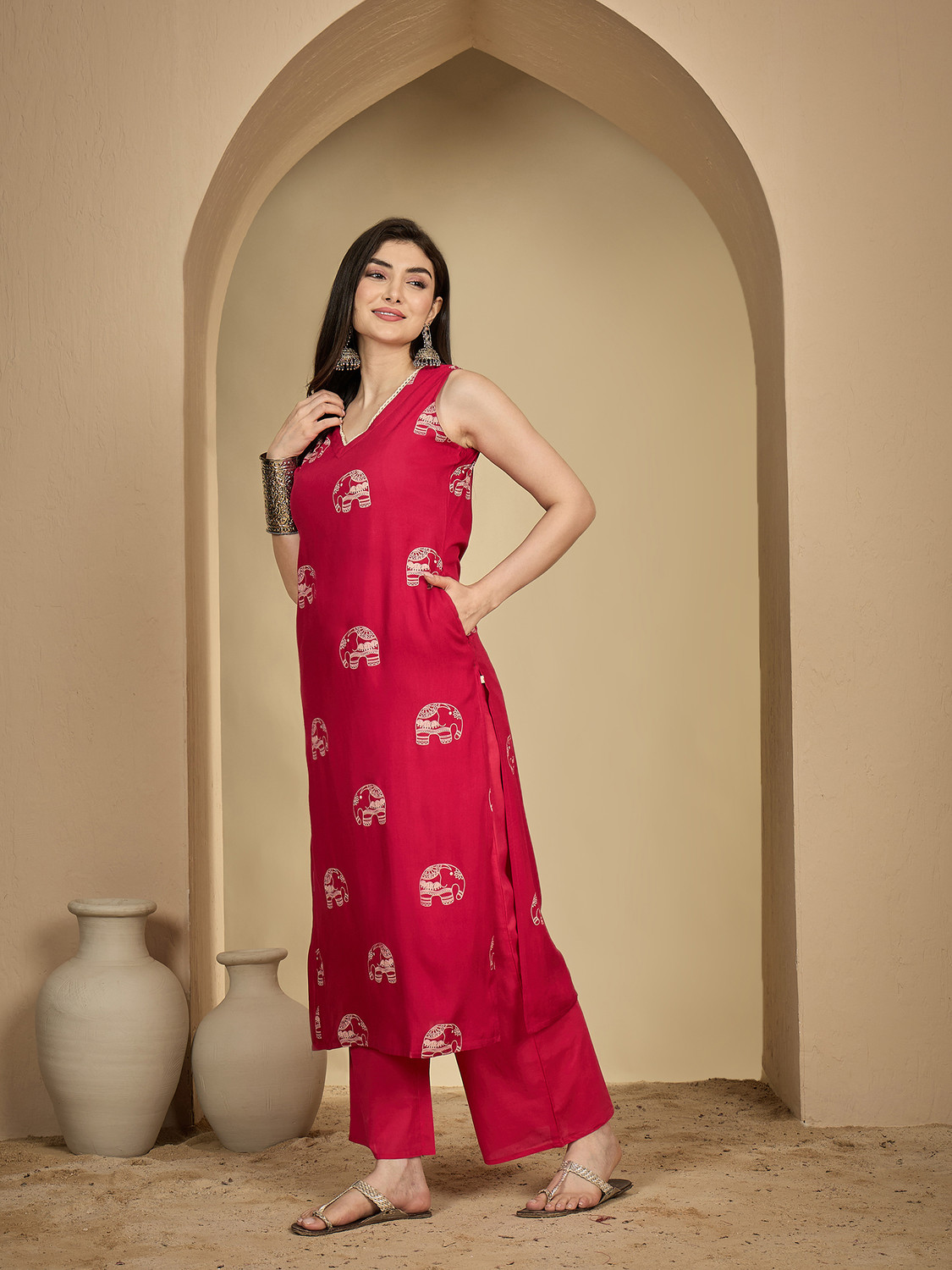 Image of Gulmohar Jaipur Women Kurta Palazzo Set