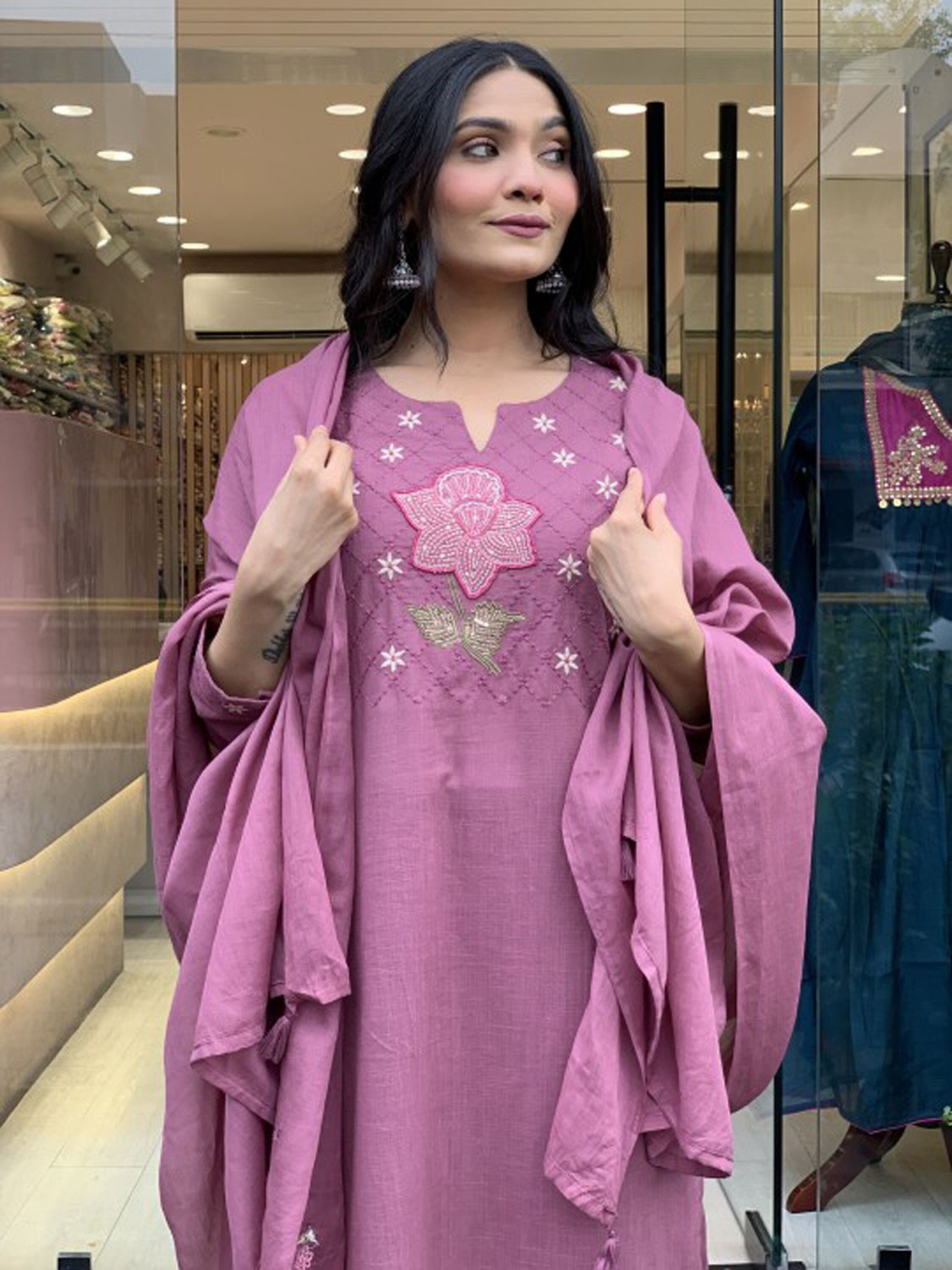 Image of Light Daisy Women Viscose Rayon Kurta Palazzo Dupatta Set
