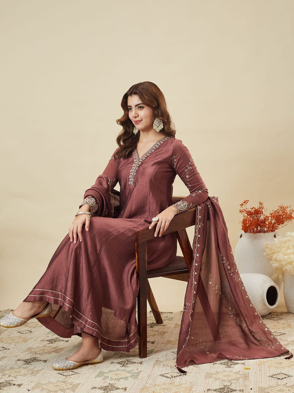 Image of MOKOSH Women Kurta Pant Dupatta Set