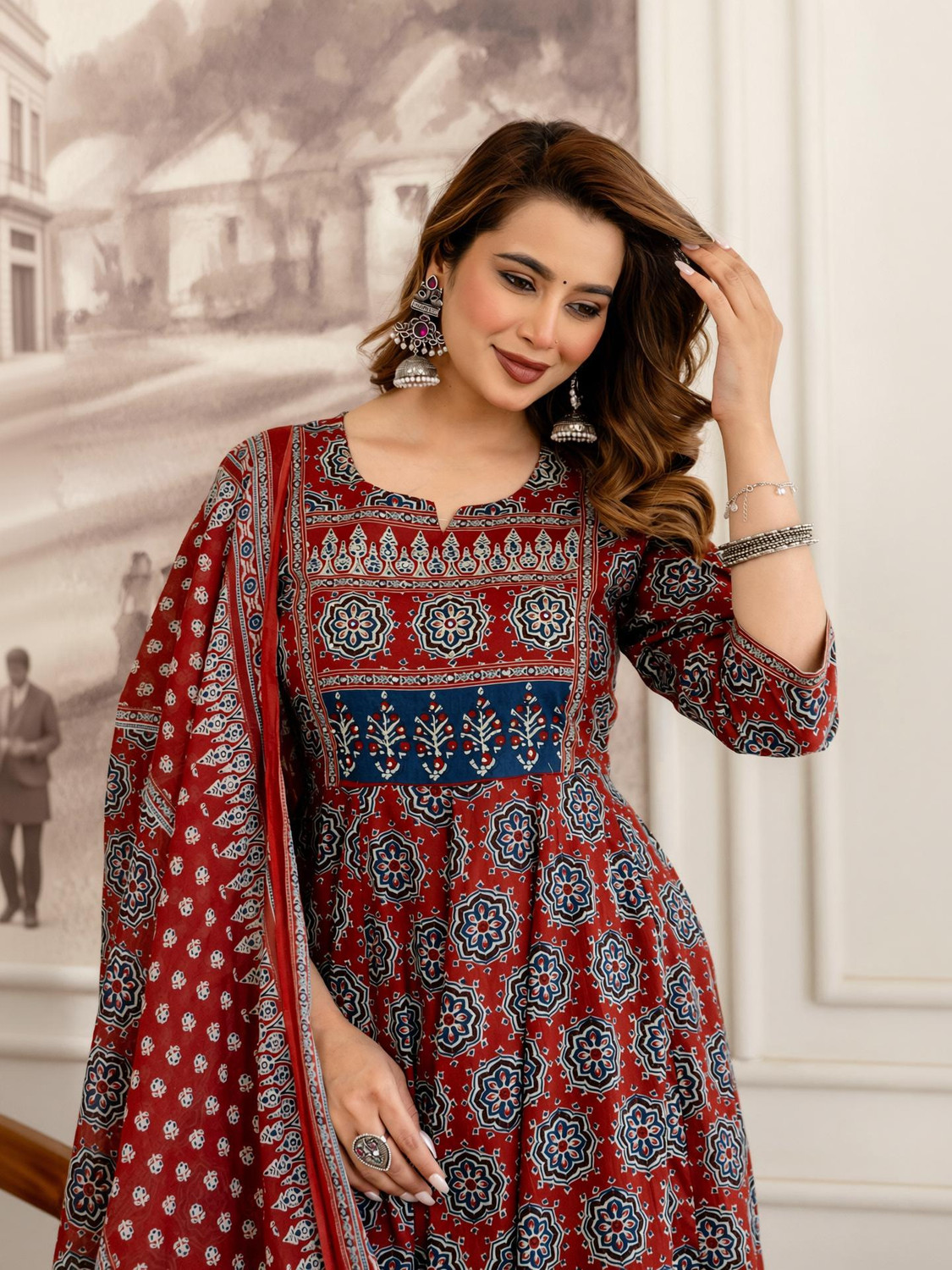 Image of berrylicious Women Kurta Palazzo Dupatta Set