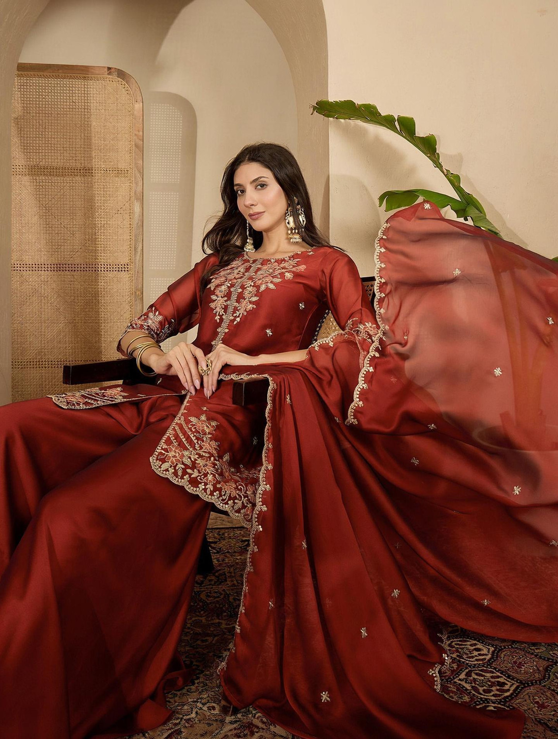 Image of Skylee Women Kurta Sharara Dupatta Set