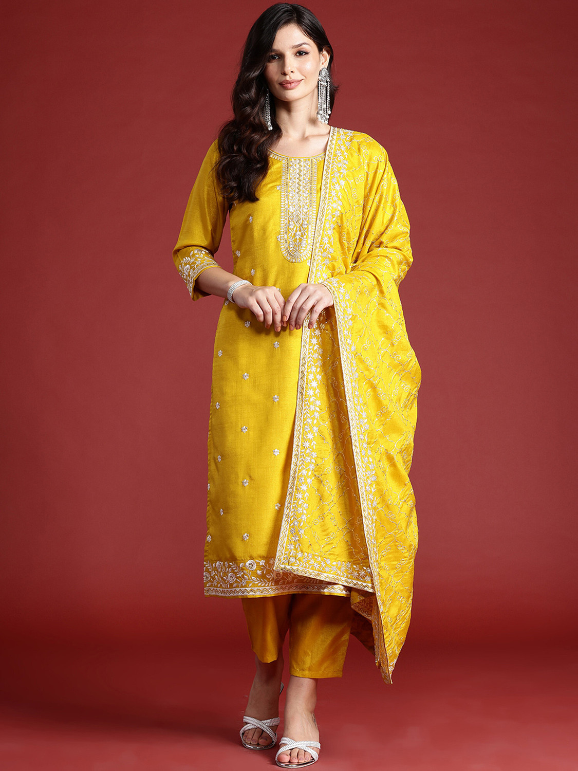 Image of Indo Era Women Kurta Pant Dupatta Set