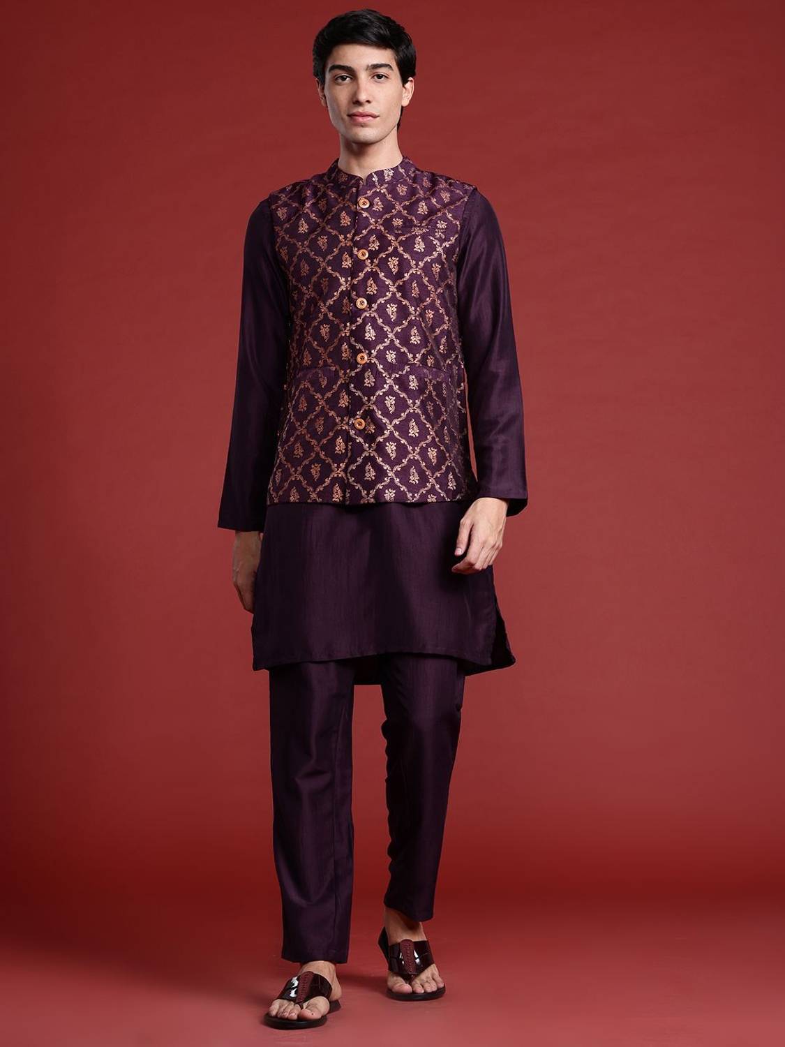 ANOUK Men Kurta Pyjama Ethnic Jacket Set