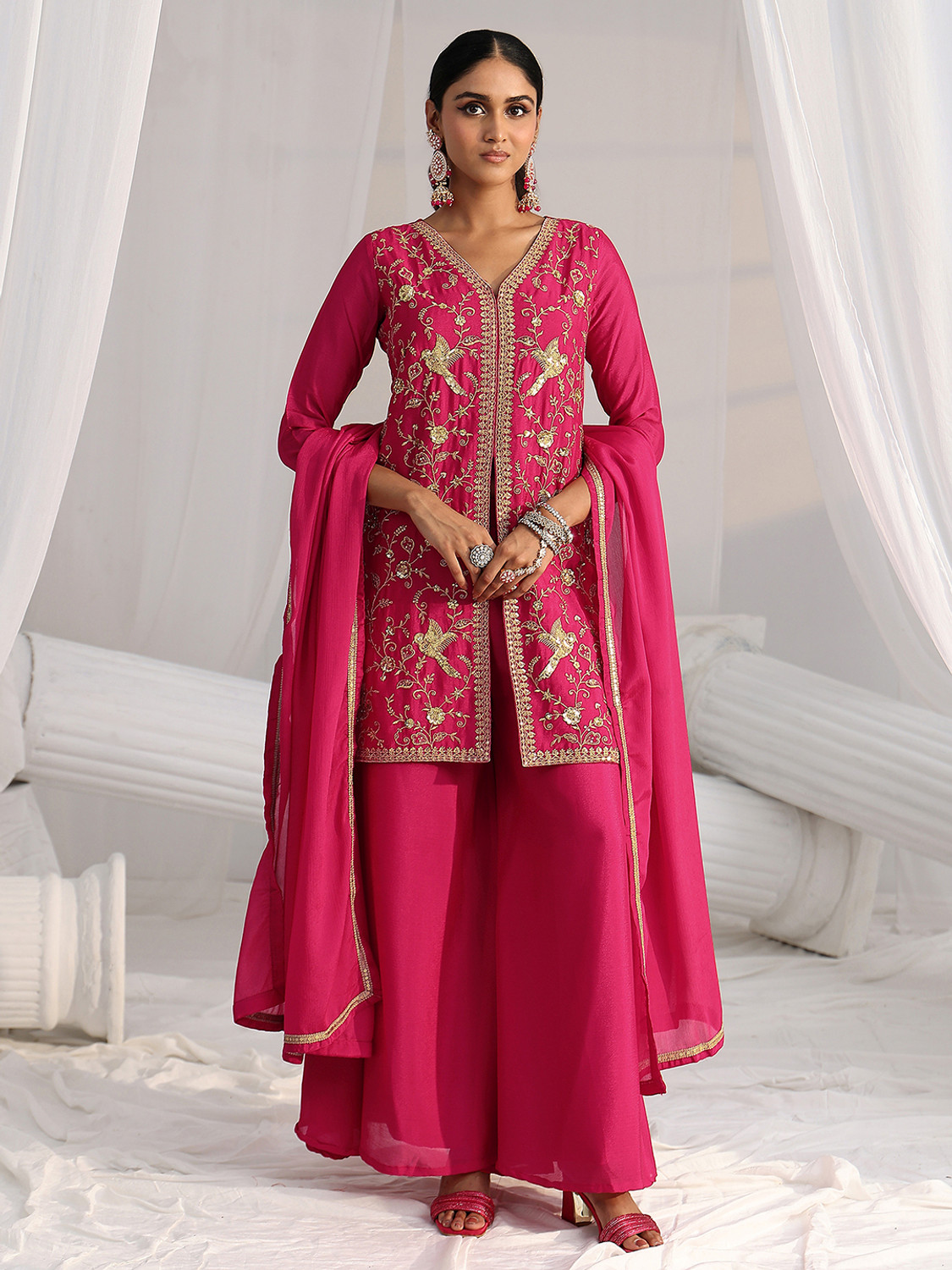 Image of LIBAS Women Kurta Palazzo Dupatta Set