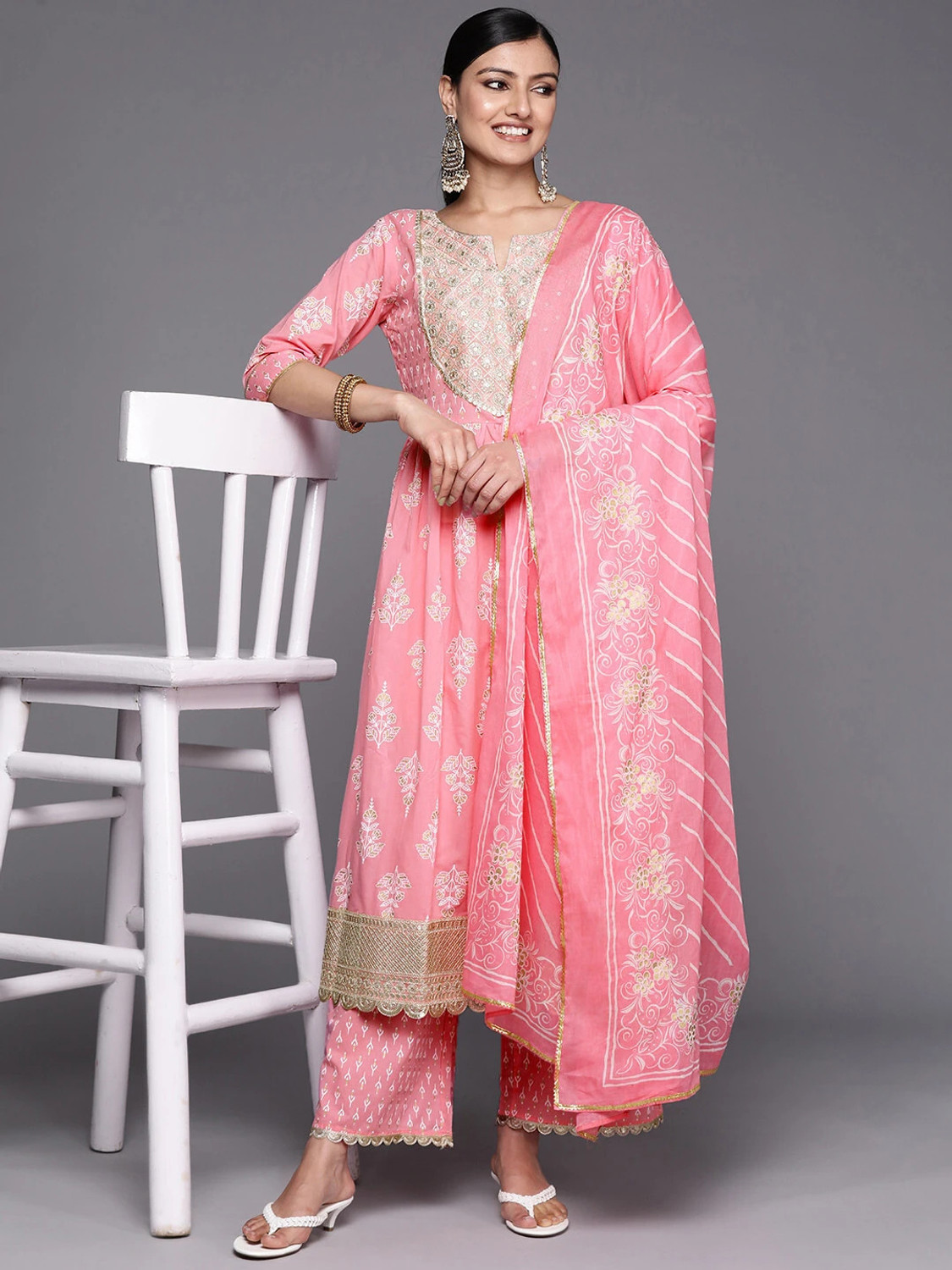 Image of LIBAS Women Kurta Palazzo Dupatta Set